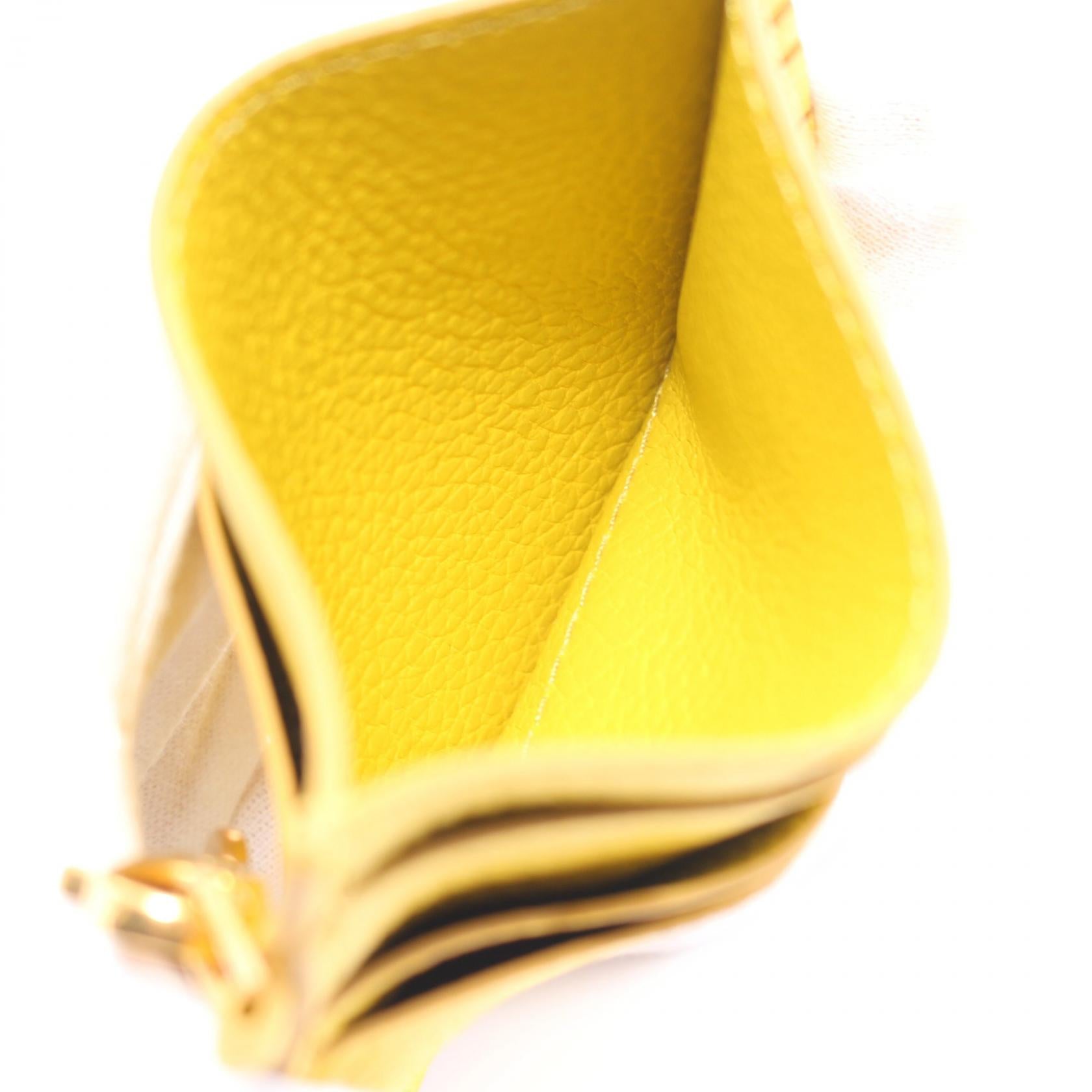 IL BISONTE Leather Card Case Yellow