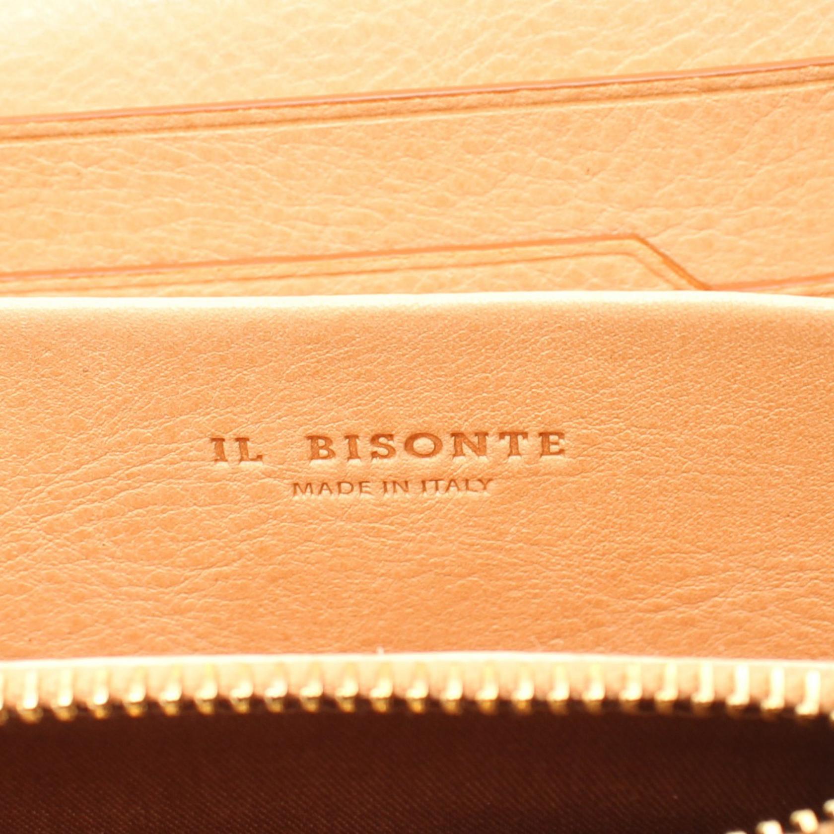 IL BISONTE Leather Coin Case Wallet Beige