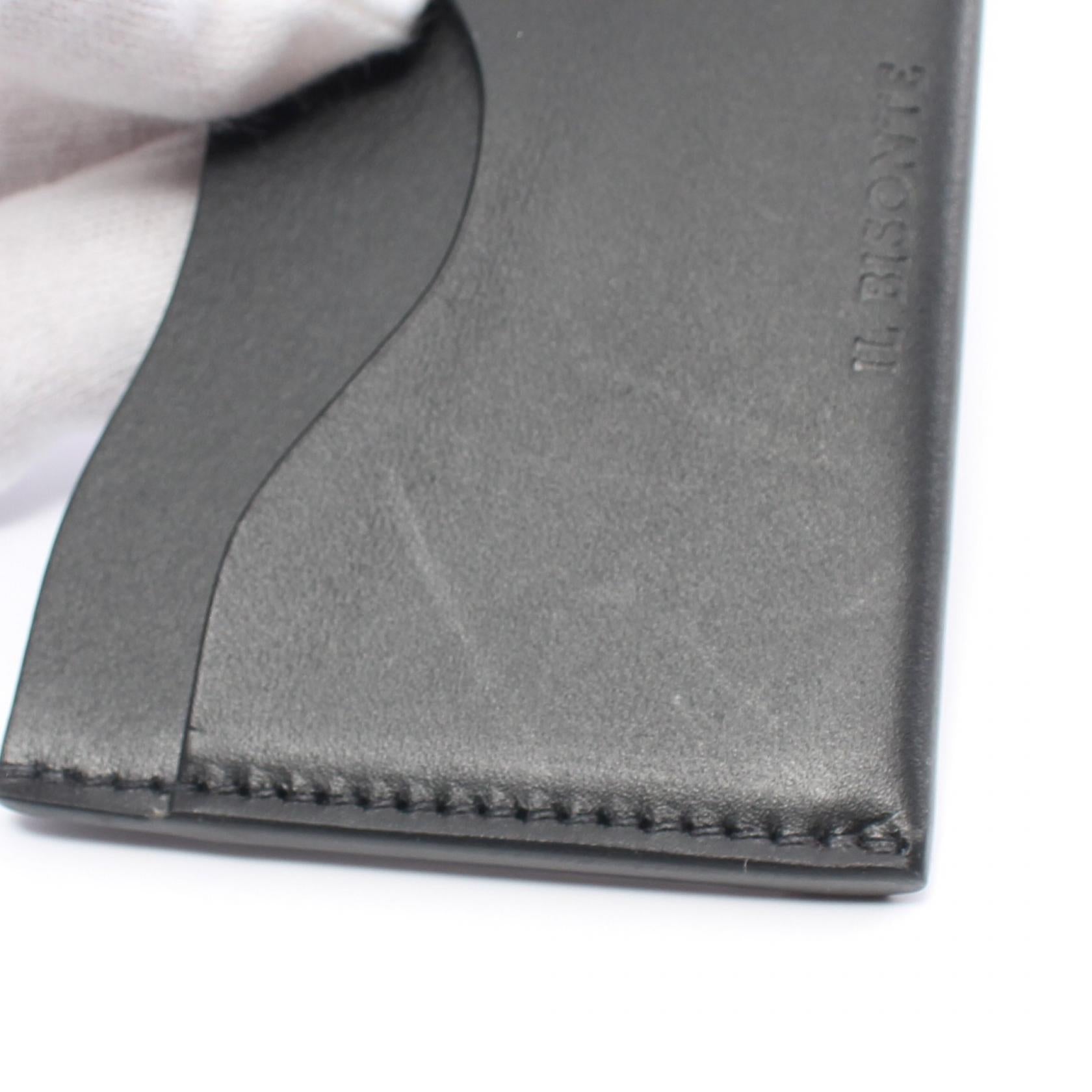 IL BISONTE Leather Card Case Black