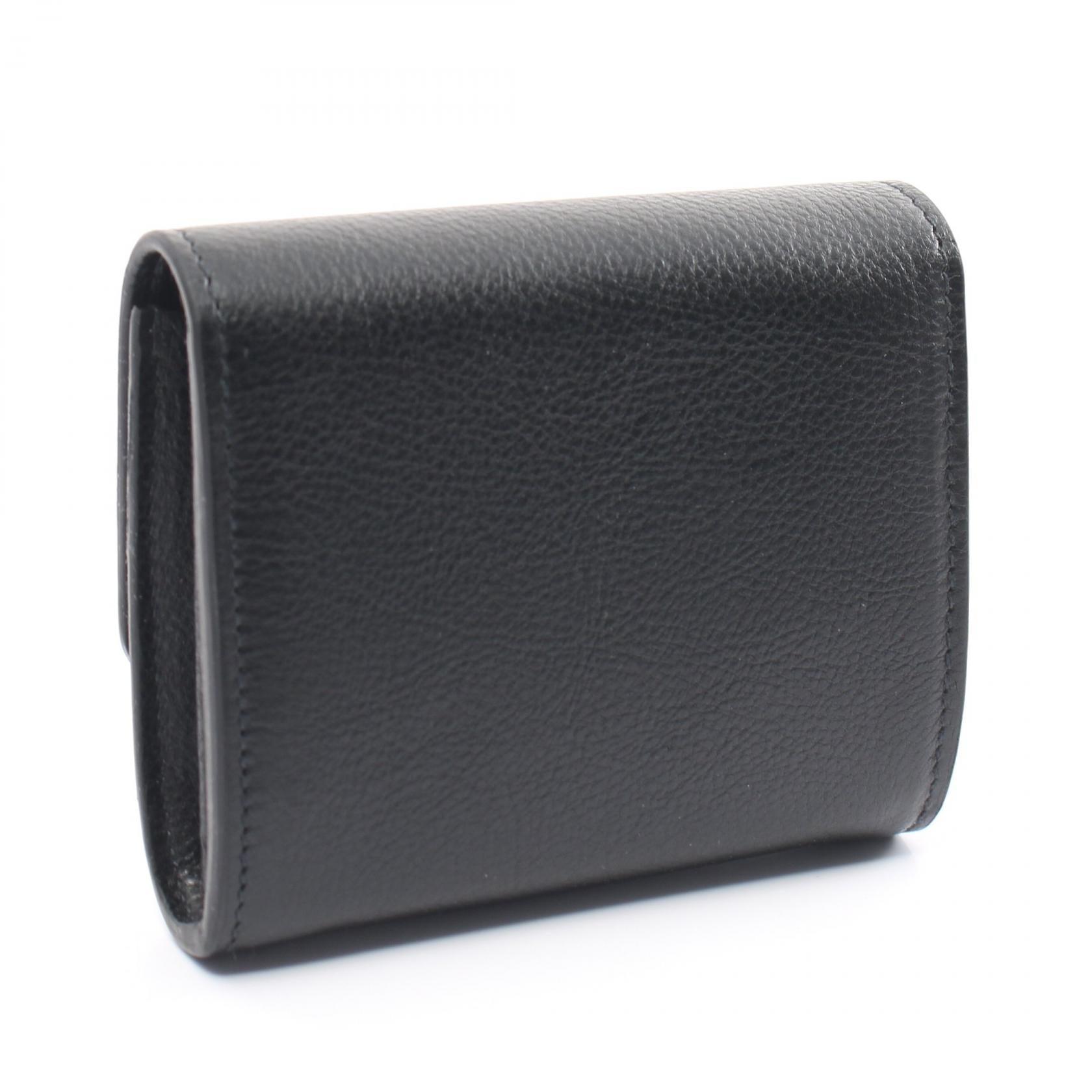 IL BISONTE Leather Coin Case Wallet Black