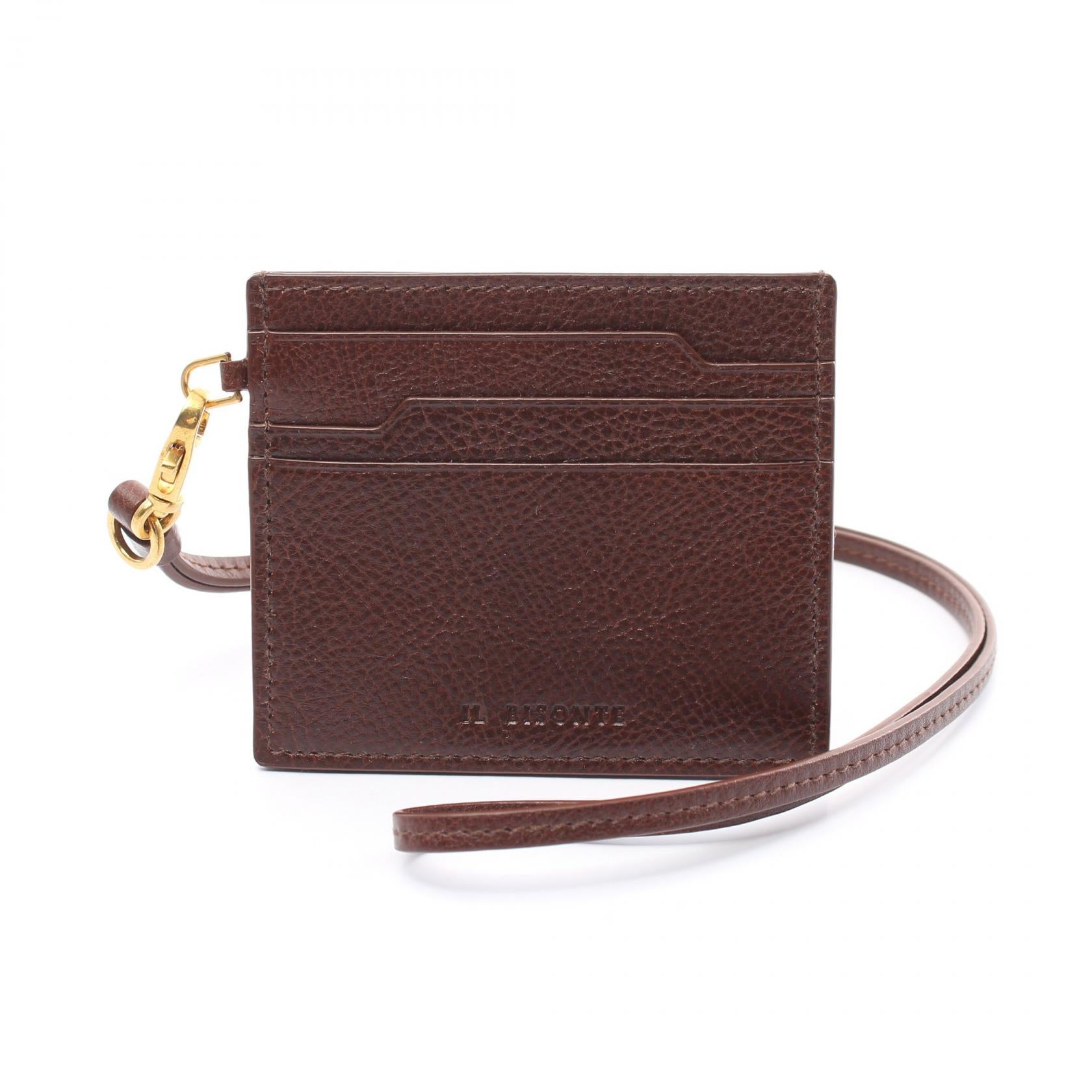 IL BISONTE Leather Card Case Brown