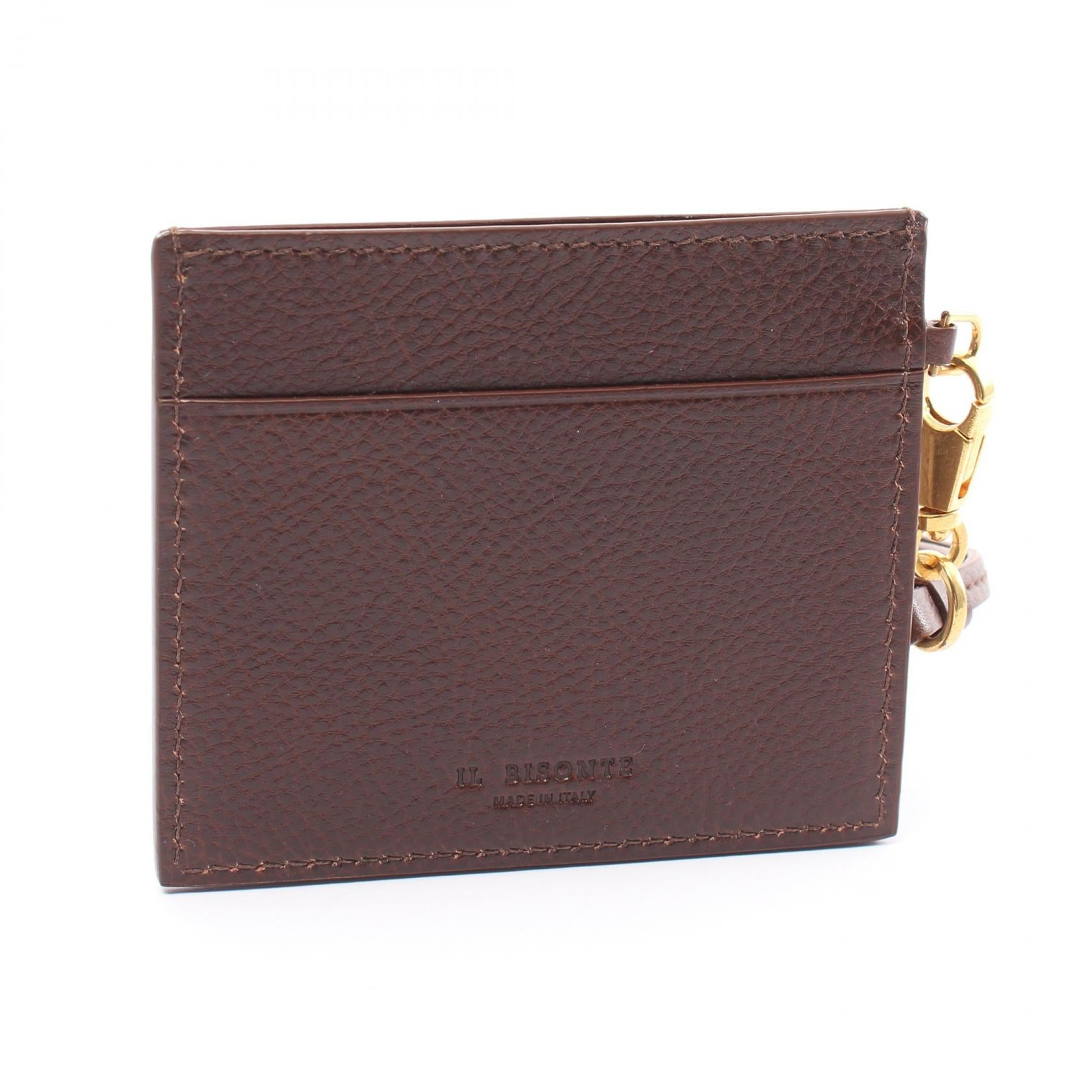 IL BISONTE Leather Card Case Brown