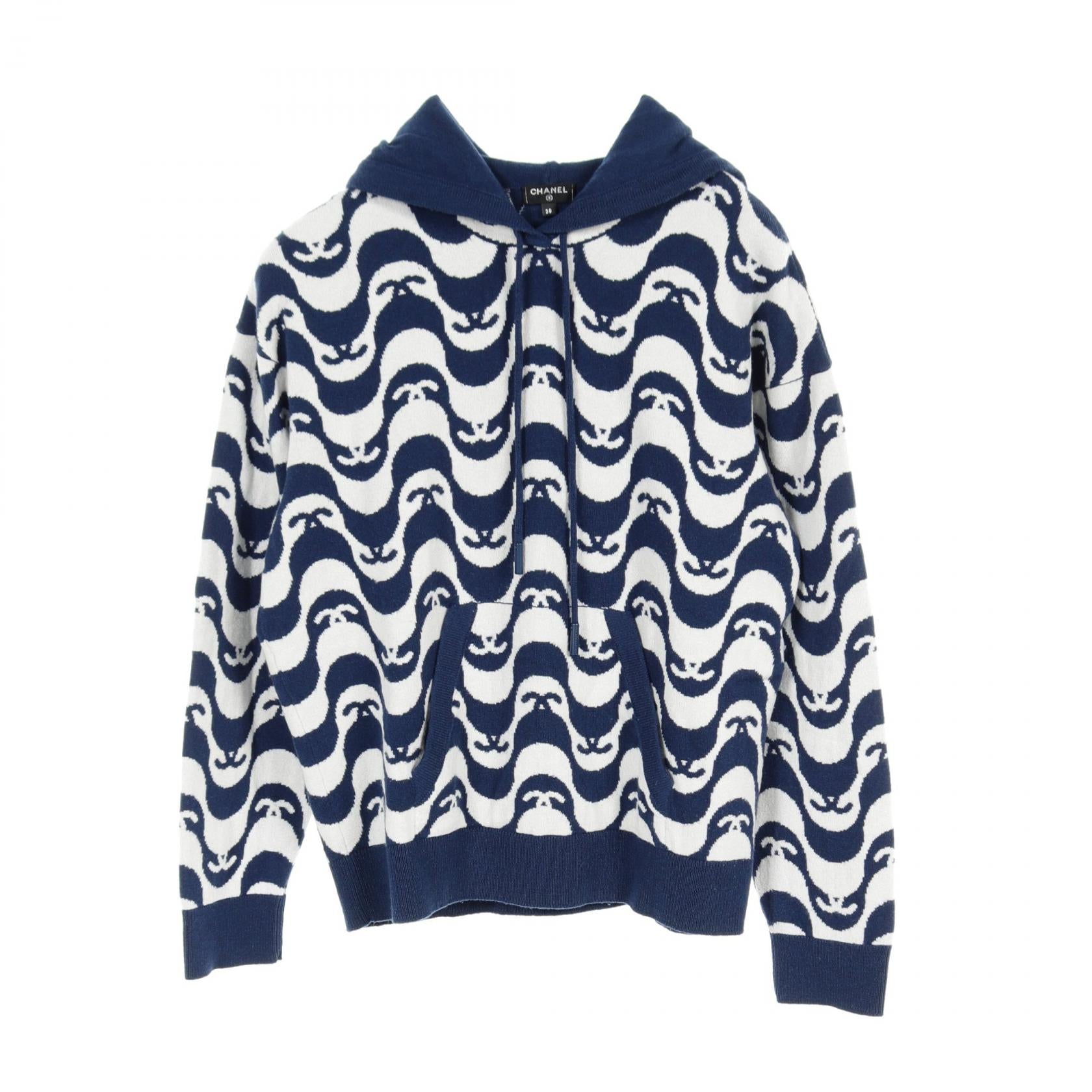 Chanel Cashmere Coco Mark Hoodie Navy/White