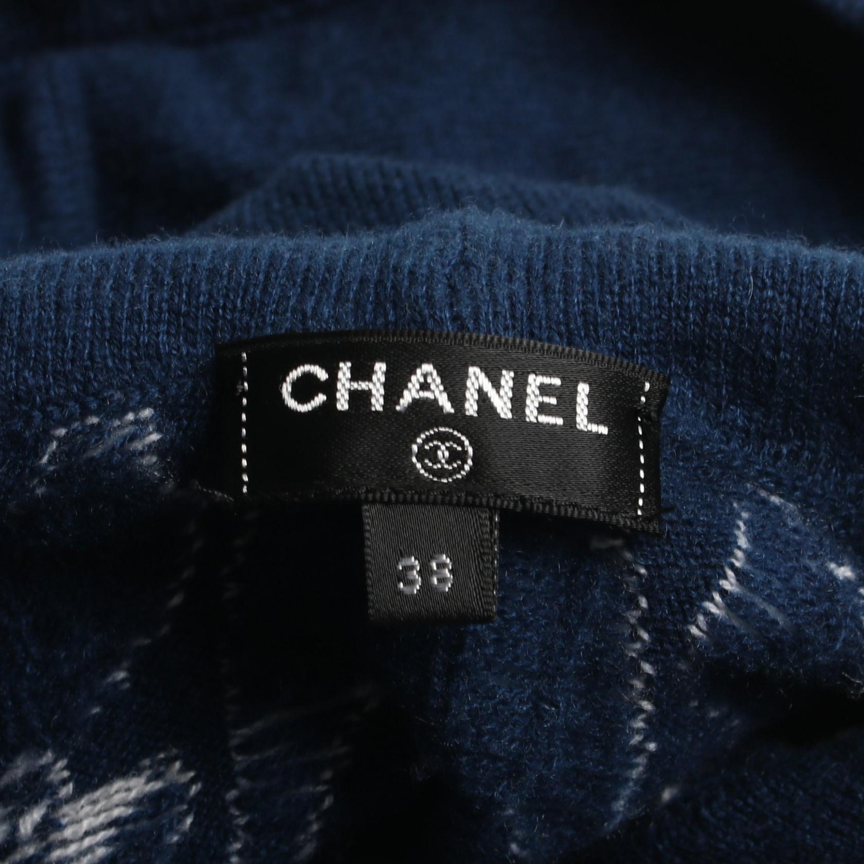 Chanel Cashmere Coco Mark Hoodie Navy/White