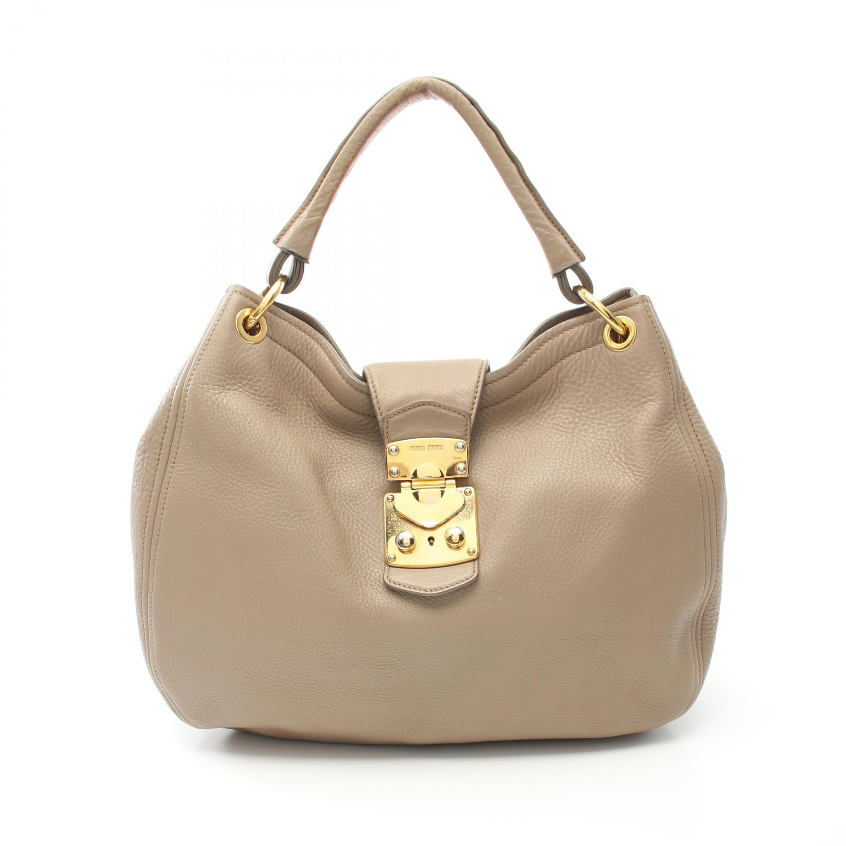 Miu Miu Leather Shoulder Bag Beige