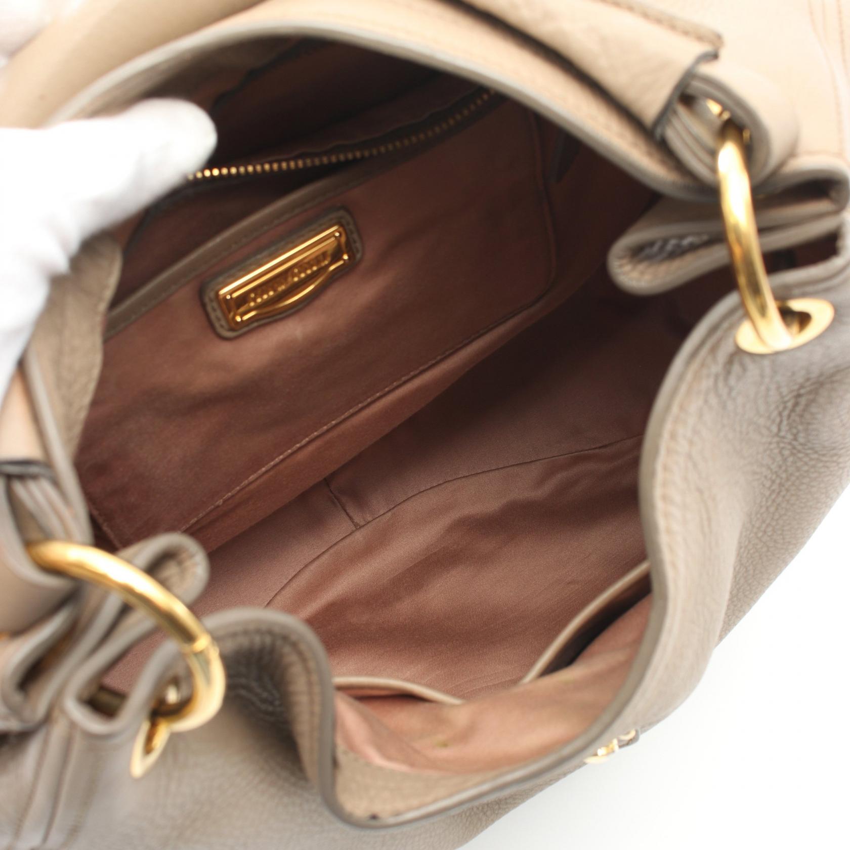 Miu Miu Leather Shoulder Bag Beige