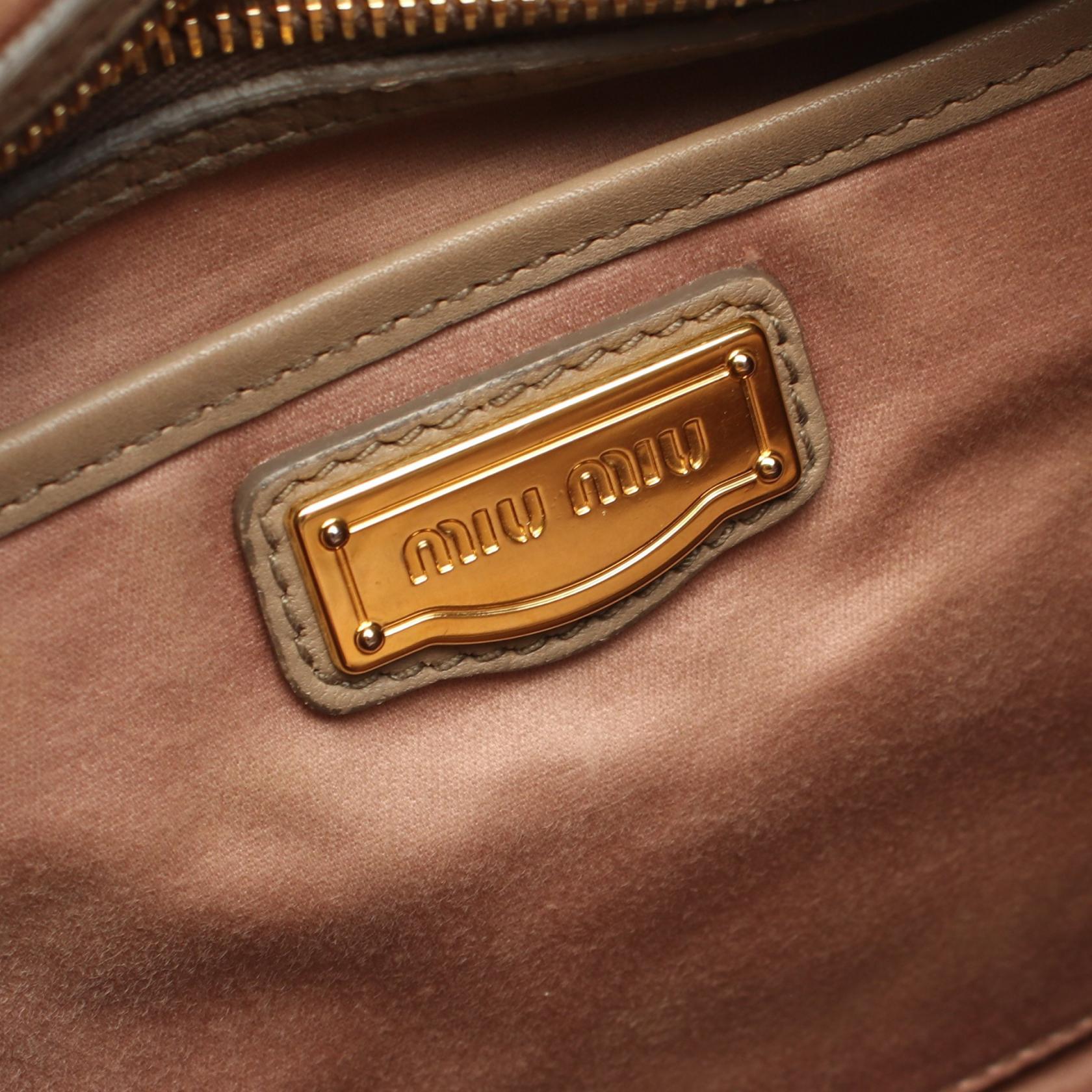 Miu Miu Leather Shoulder Bag Beige