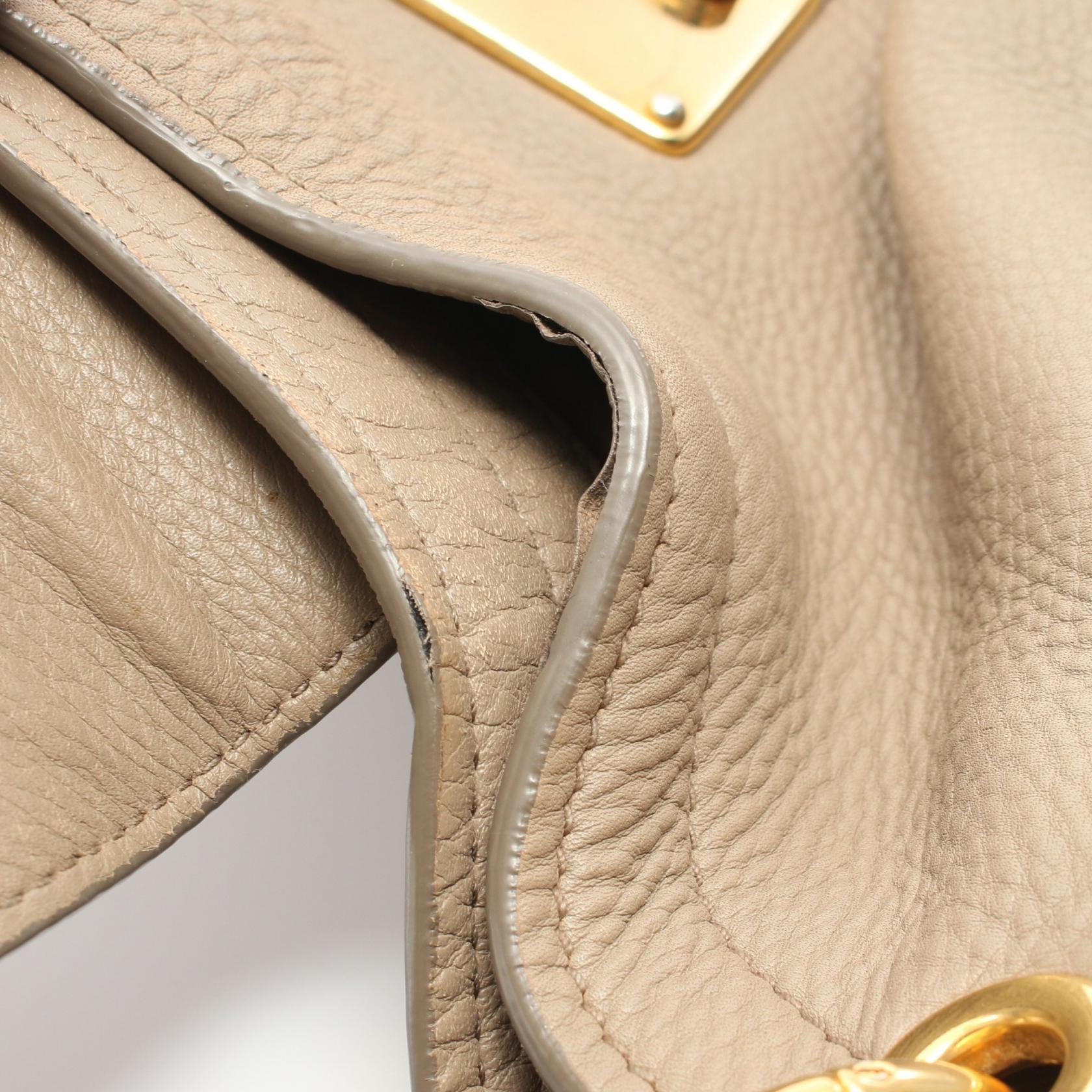 Miu Miu Leather Shoulder Bag Beige