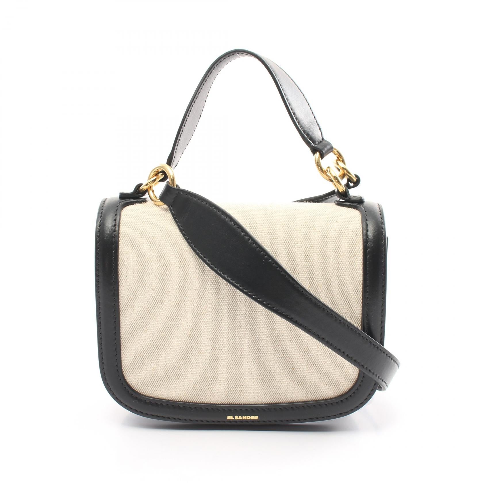 Jil Sander Canvas Leather Halo SM Border Handbag