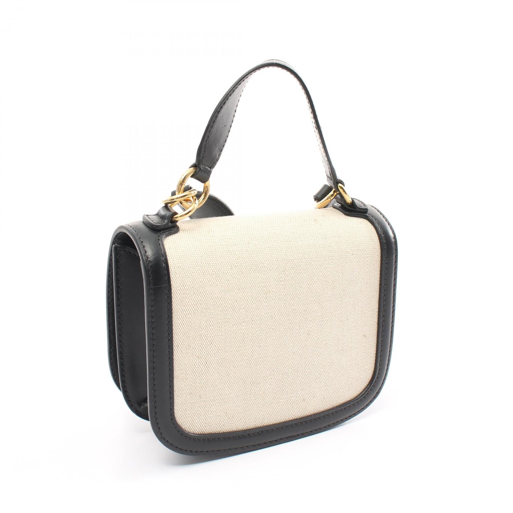 Jil Sander Canvas Leather Halo SM Border Handbag