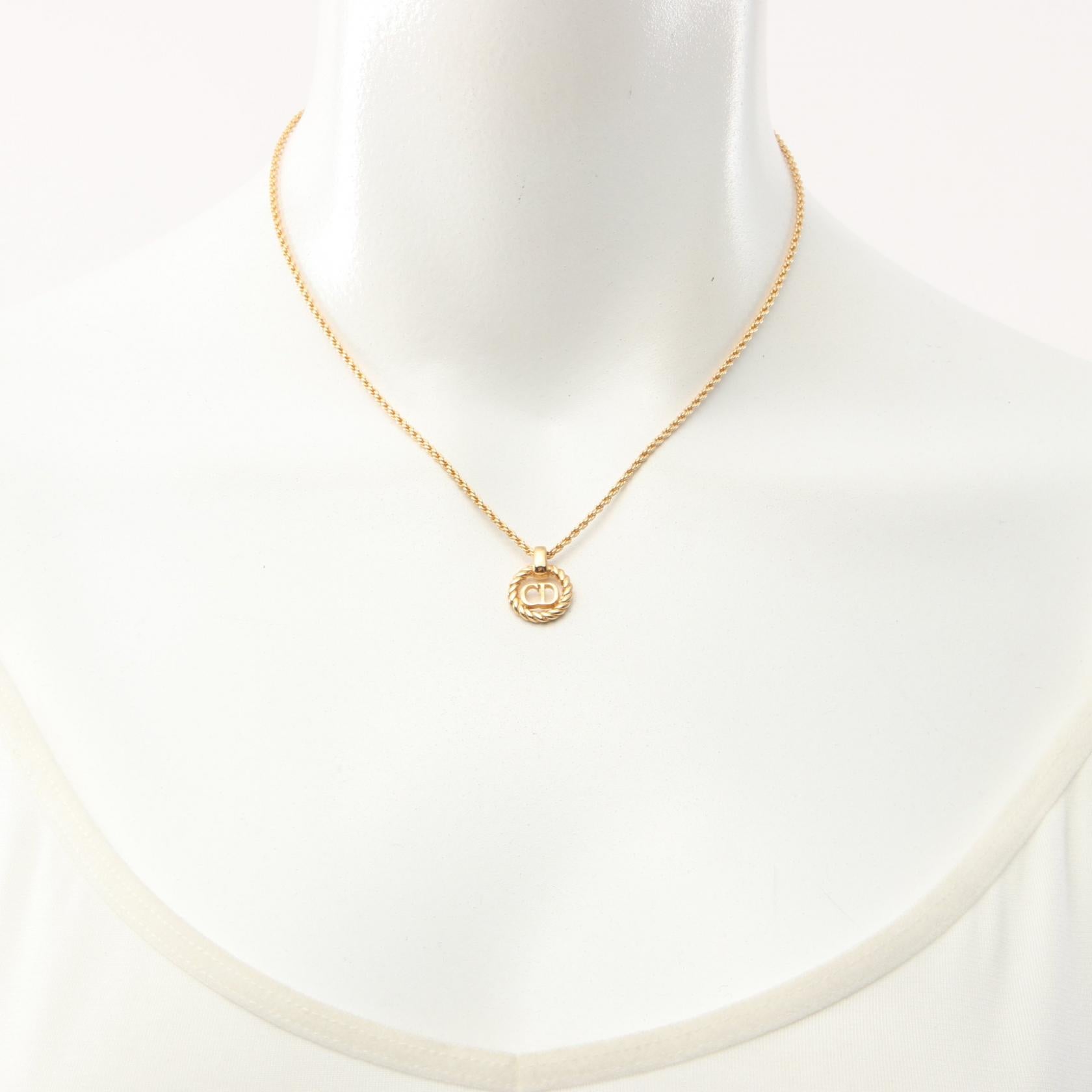 Dior CD Logo Necklace Gold Plated