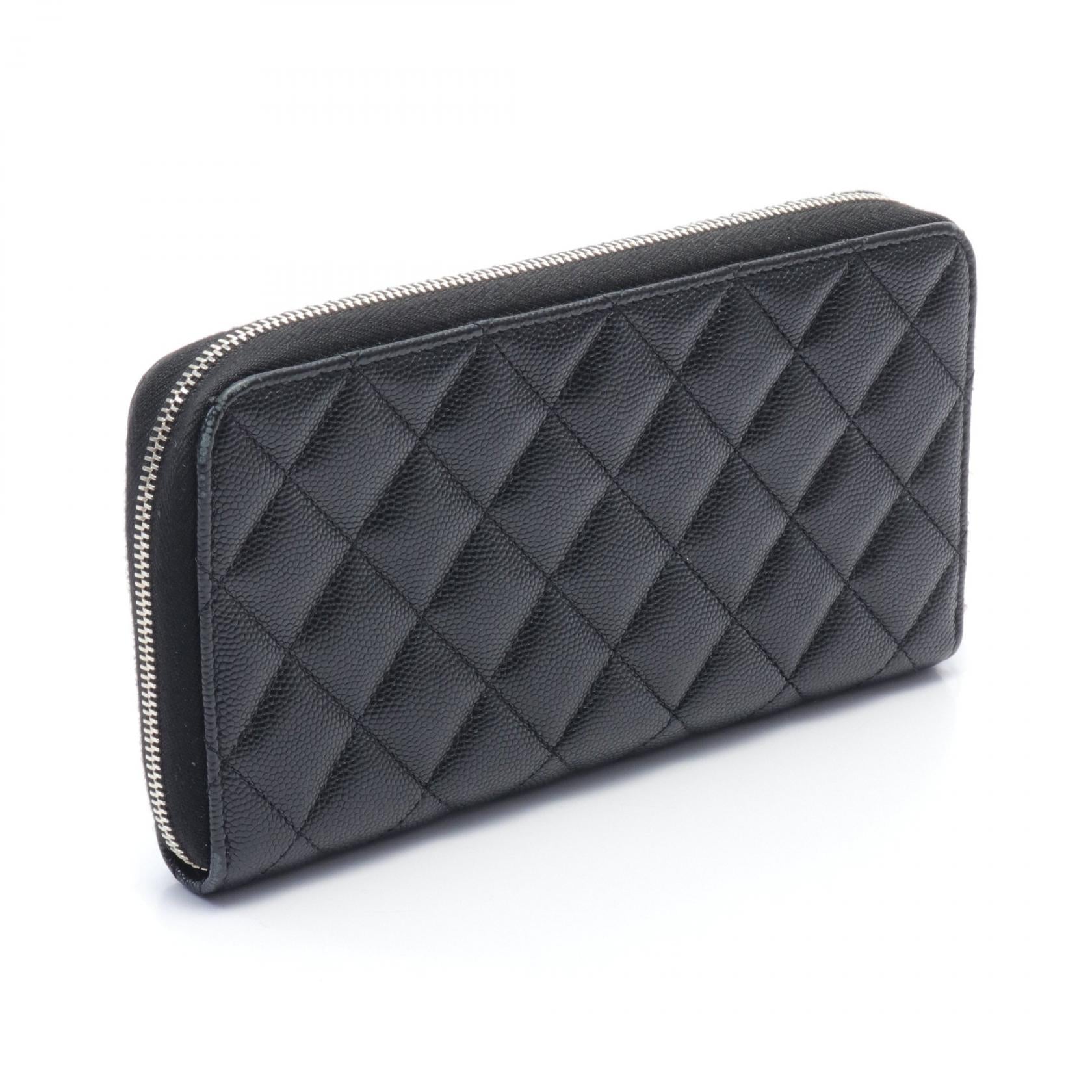 Chanel Caviar Skin Matelasse Round Wallet Black