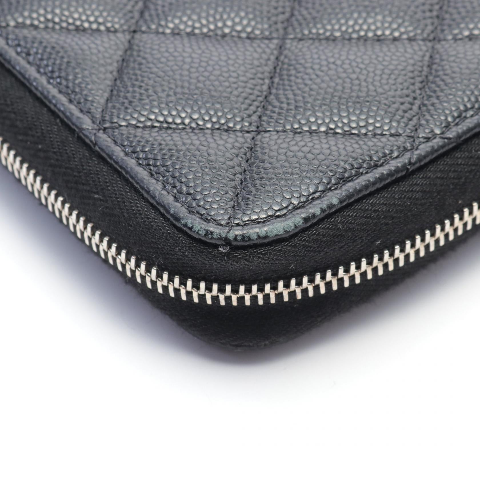 Chanel Caviar Skin Matelasse Round Wallet Black