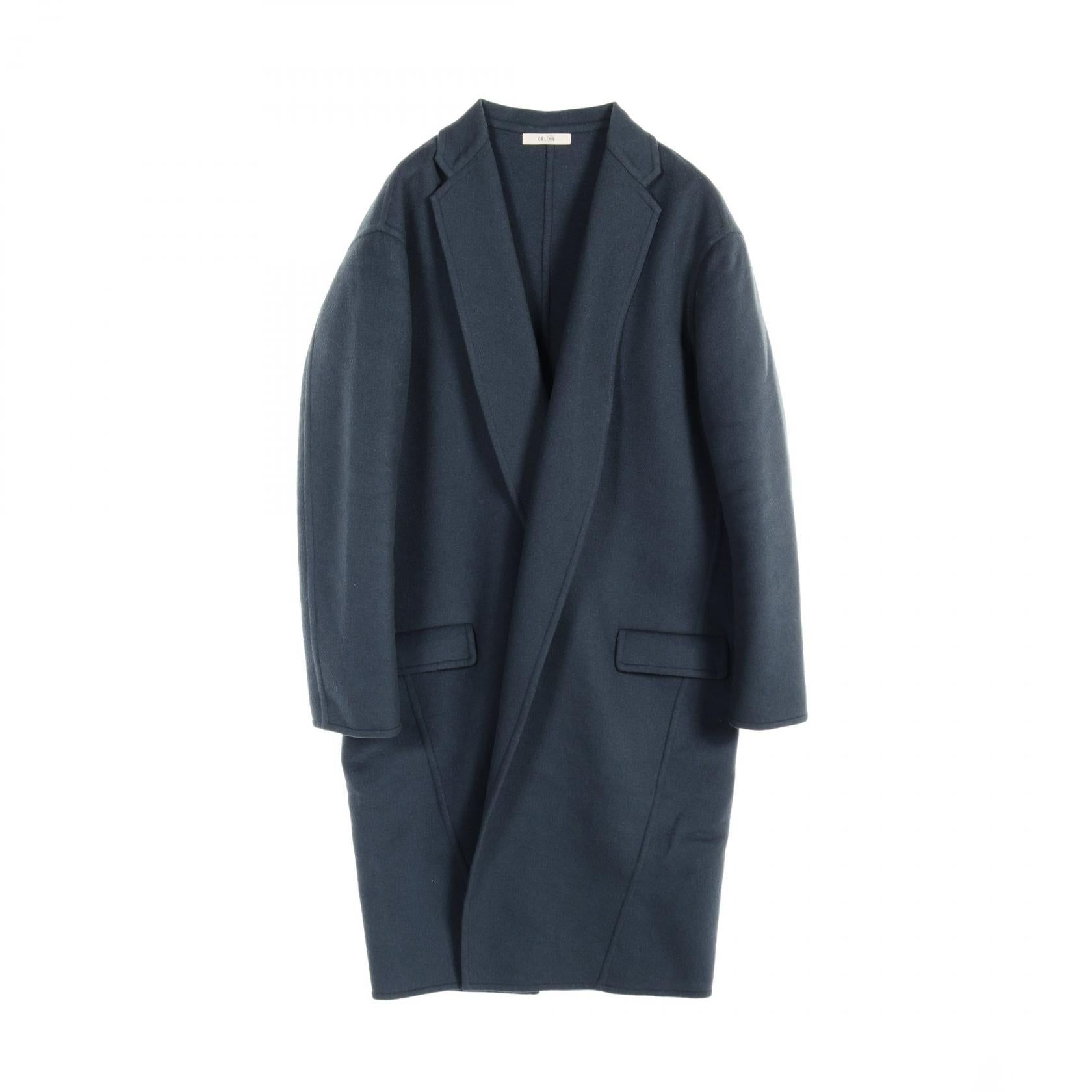 Celine Cashmere Egg Crombie Coat Green