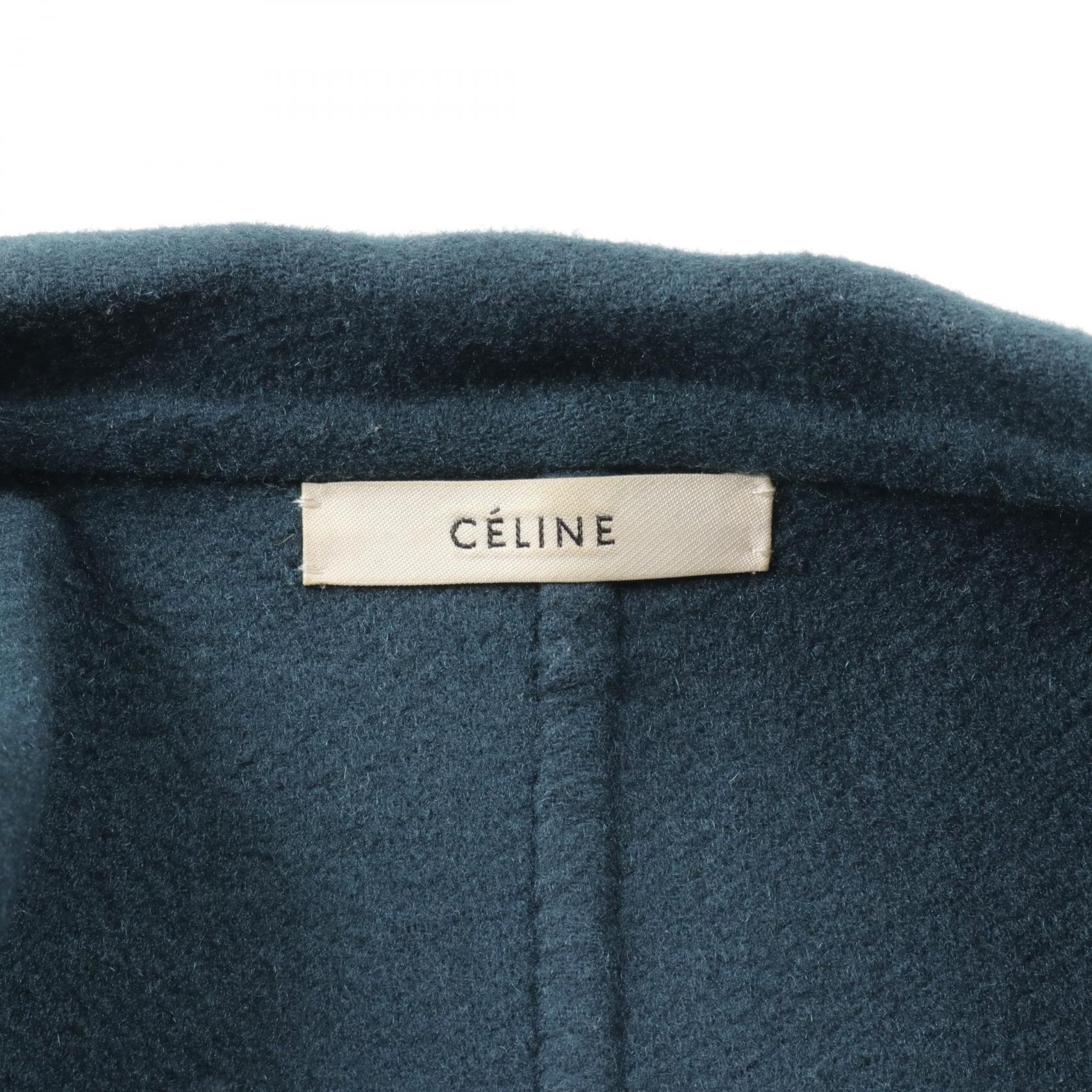 Celine Cashmere Egg Crombie Coat Green