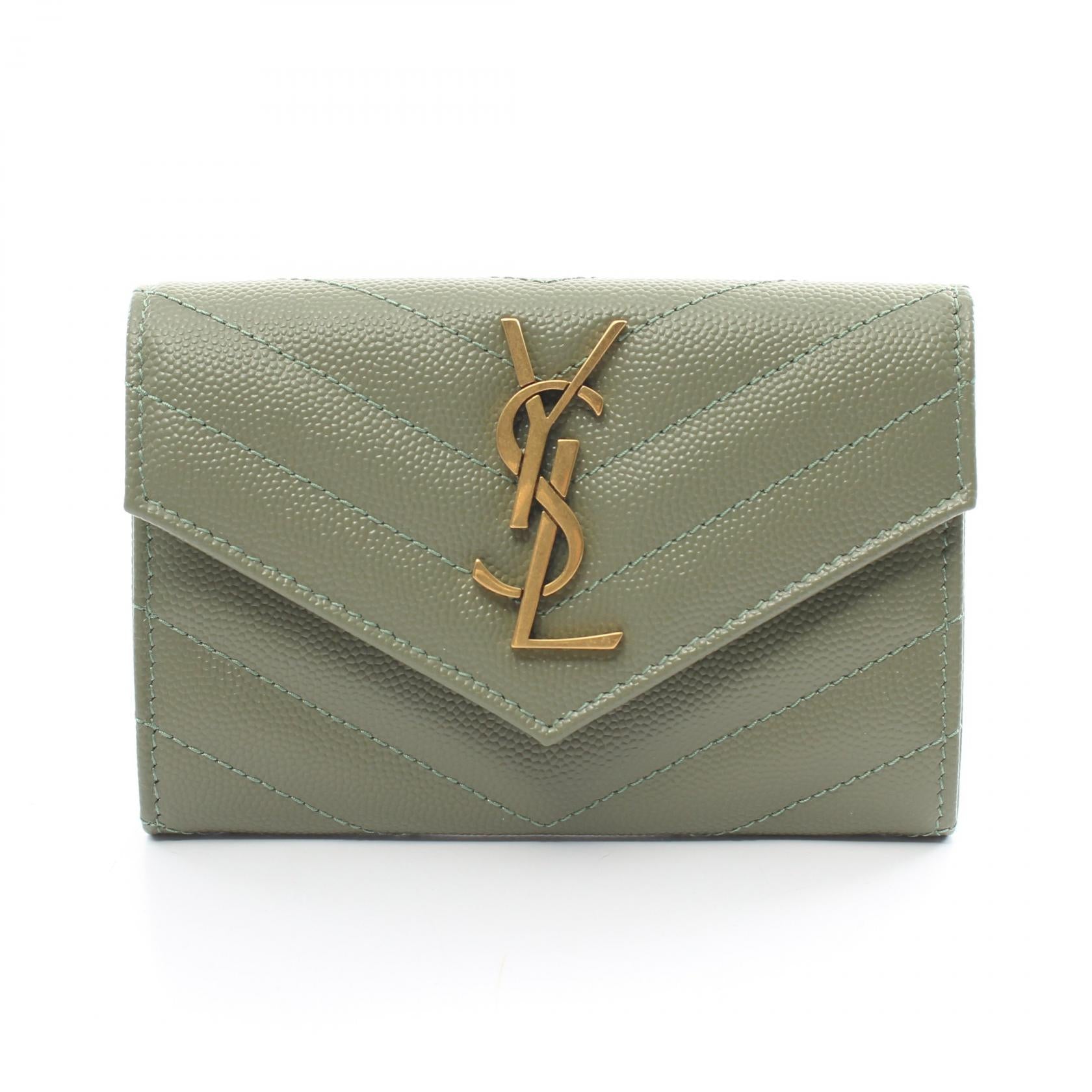 Yves Saint Laurent Monogram Small Envelope Wallet Leather Short Wallet 414404 in Great Condition