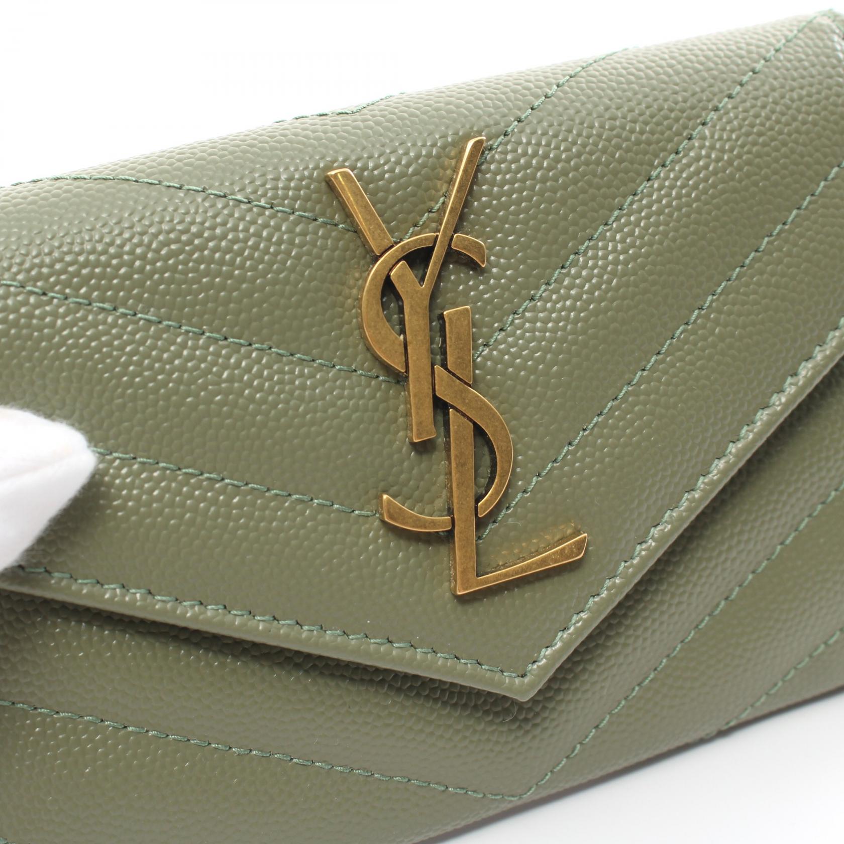 Yves Saint Laurent Monogram Small Envelope Wallet Leather Short Wallet 414404 in Great Condition