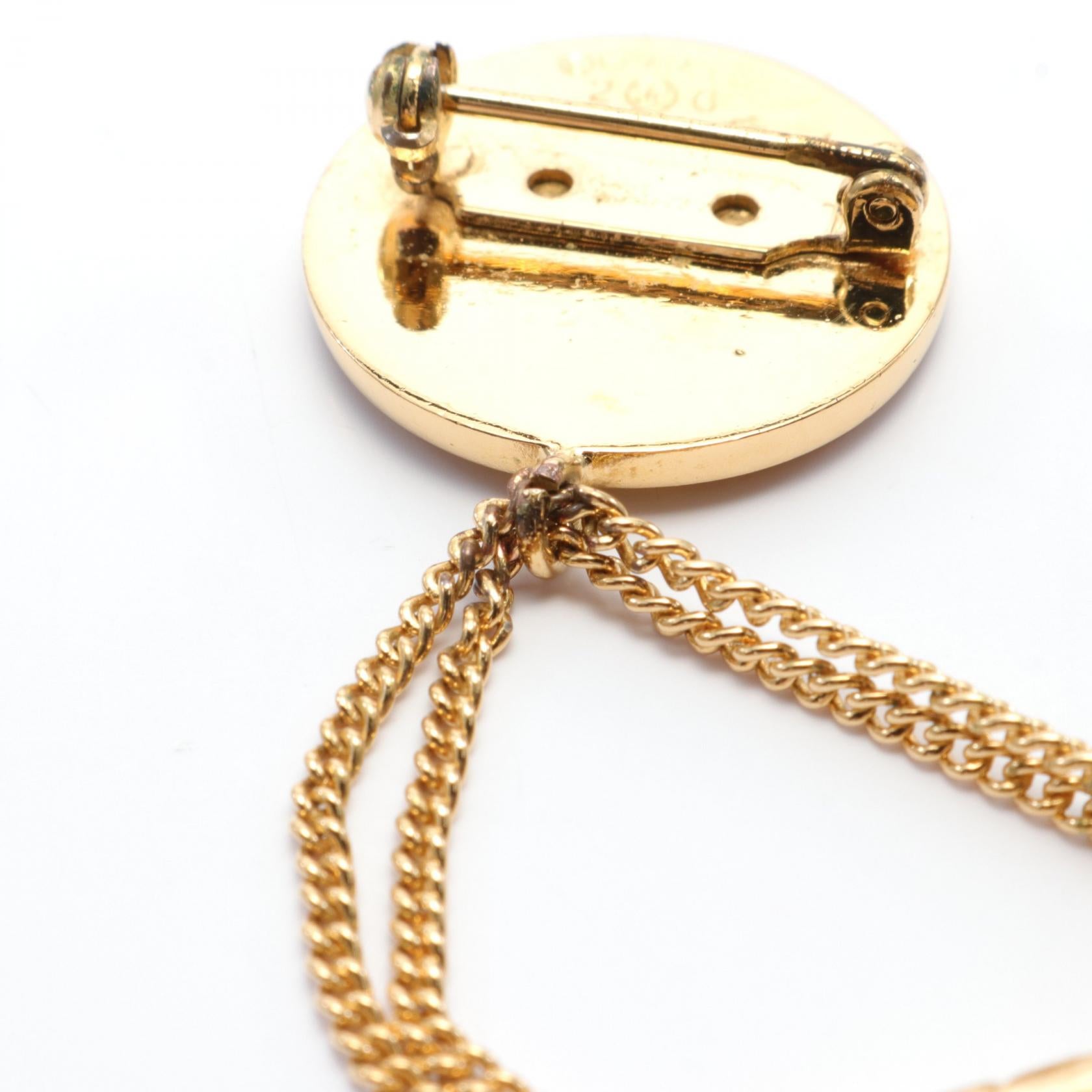 Chanel Matelasse Chain Bag Brooch Gold