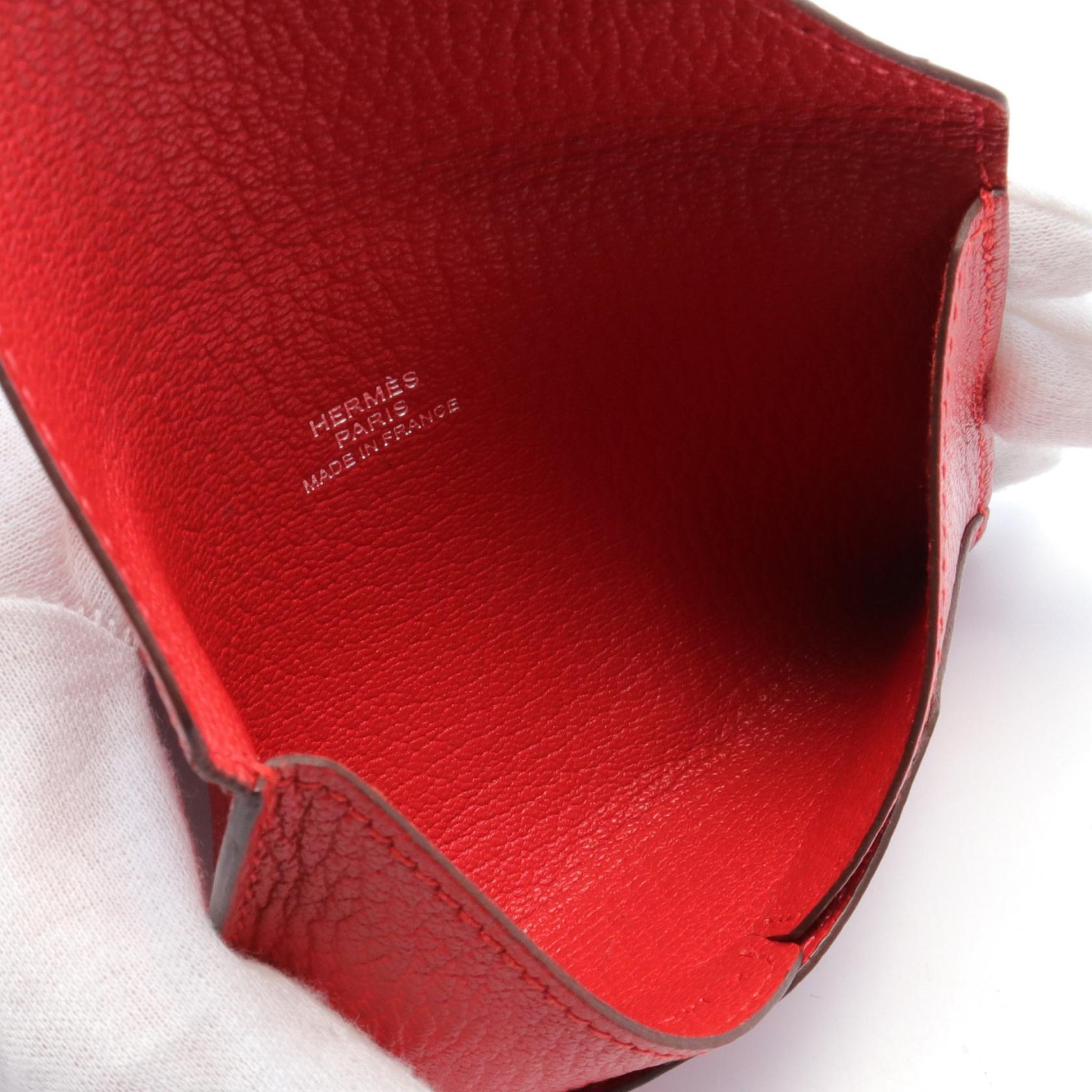 Hermes Chevre Envelope Card Case Red