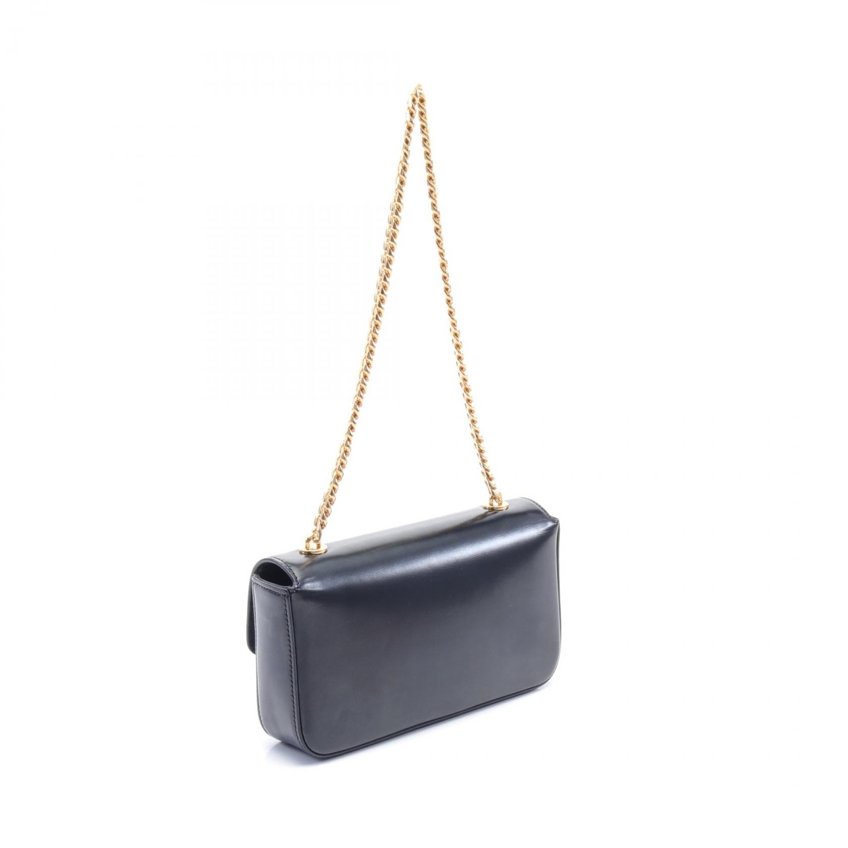 Celine Triomphe Leather Shoulder Bag Black