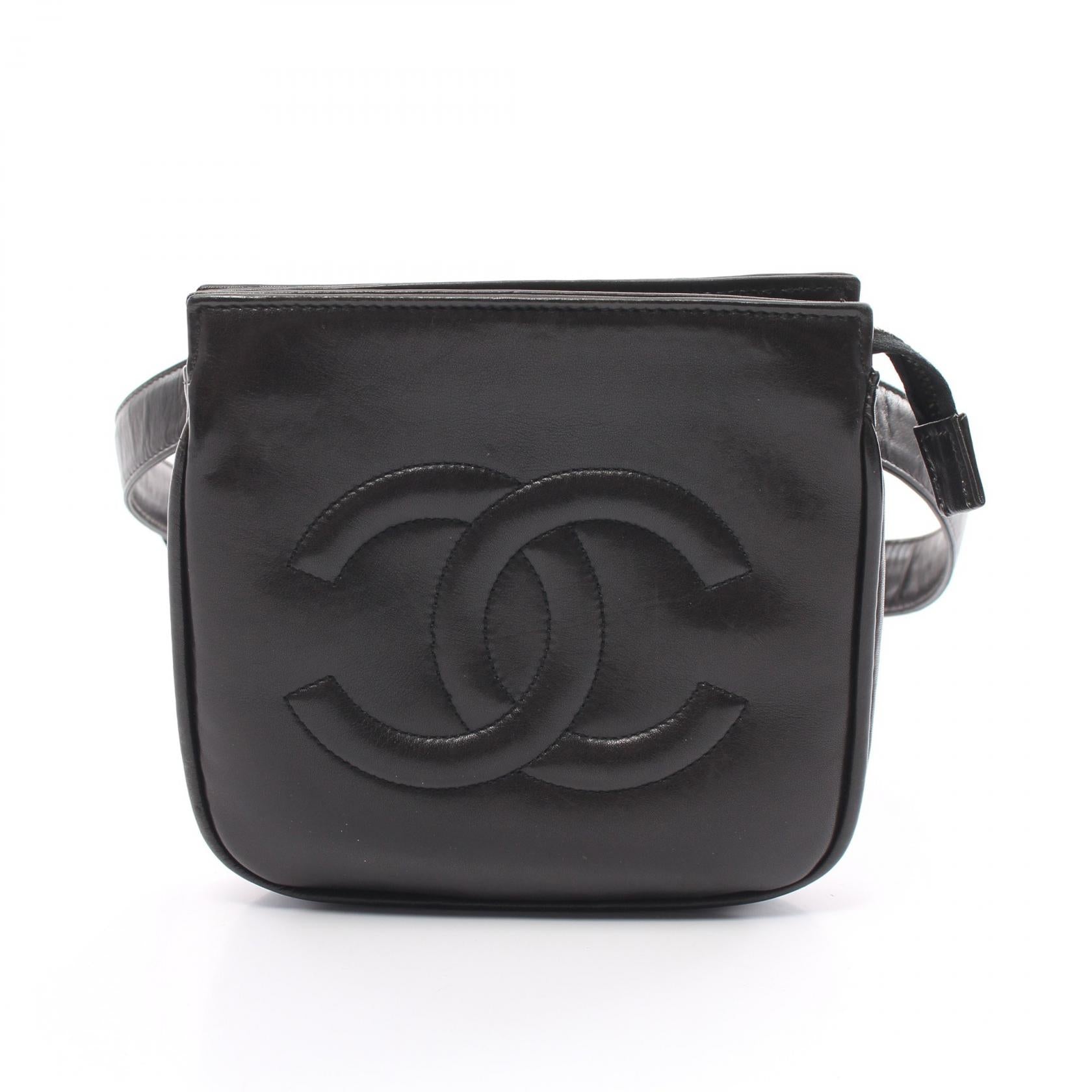 Chanel Lambskin Coco Mark Waist Bag Black