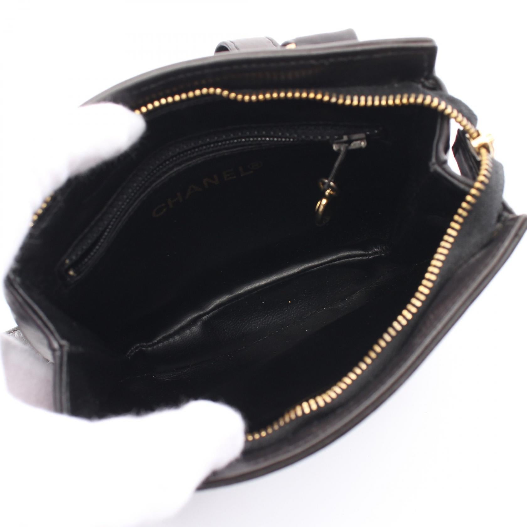 Chanel Lambskin Coco Mark Waist Bag Black