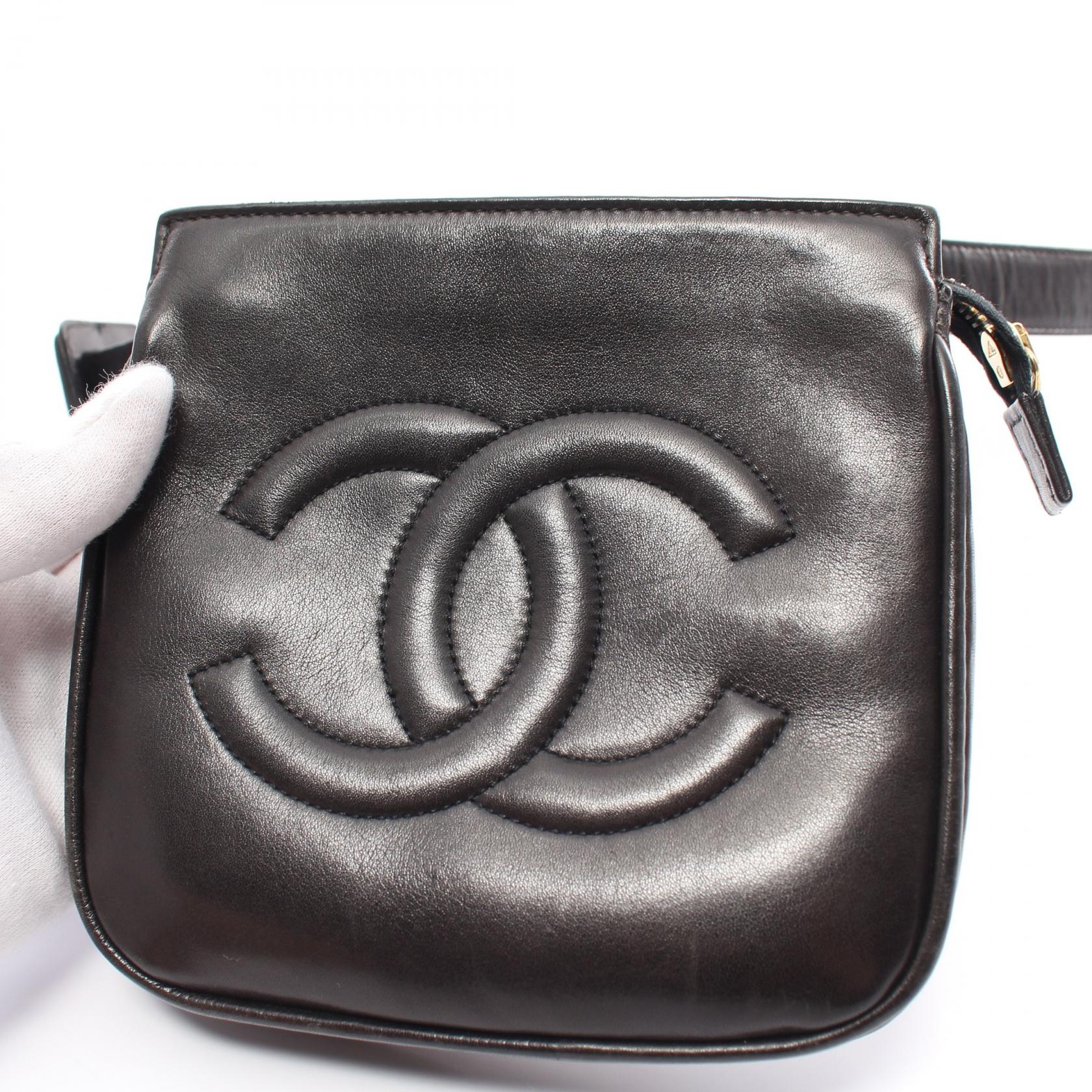 Chanel Lambskin Coco Mark Waist Bag Black