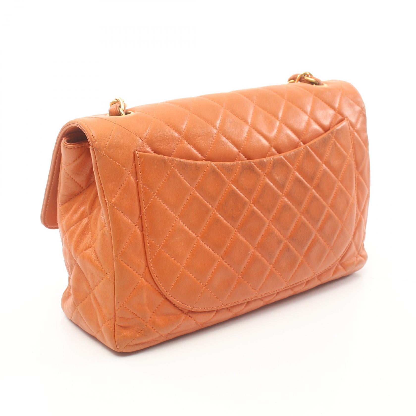 Chanel Matelasse Lambskin Shoulder Bag Orange