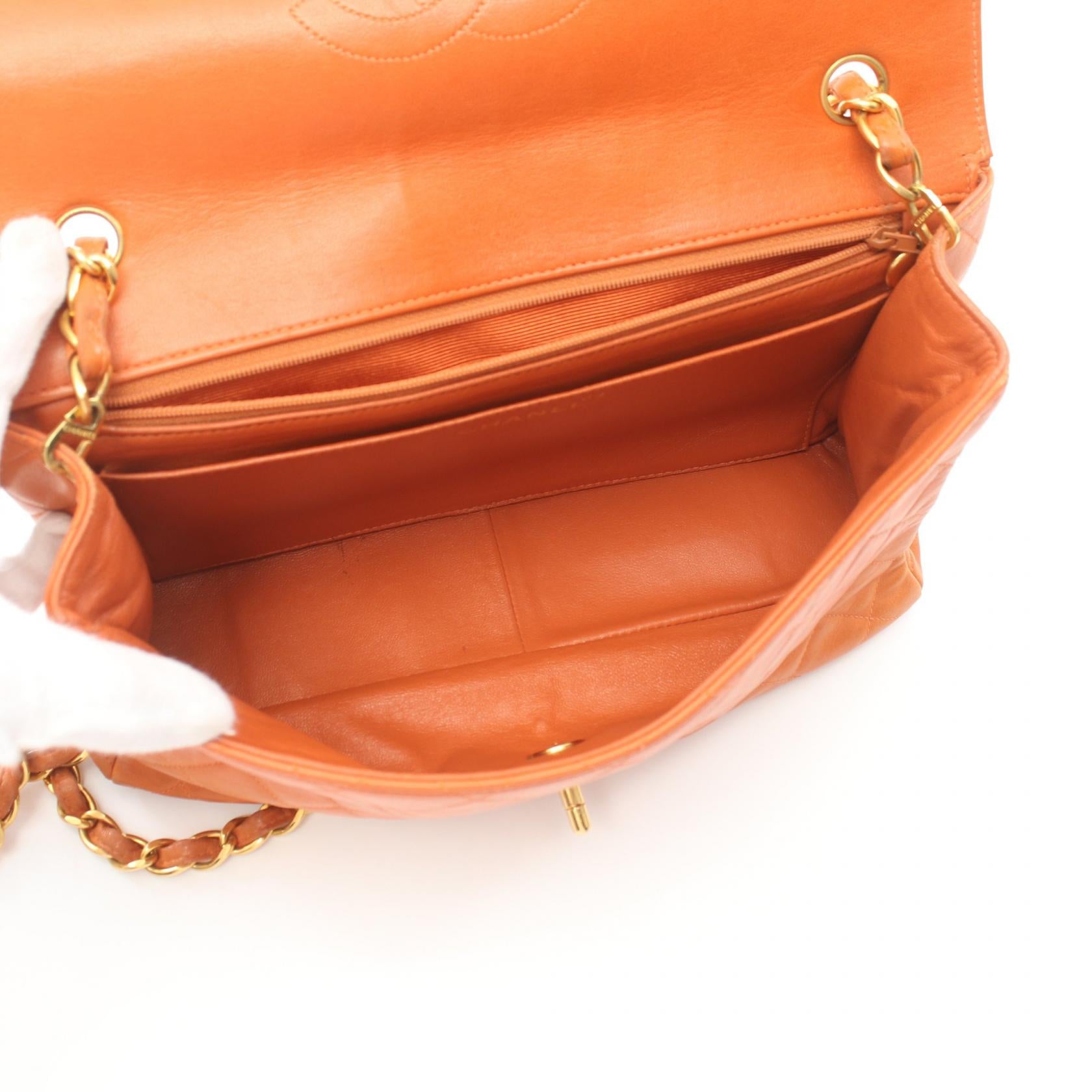 Chanel Matelasse Lambskin Shoulder Bag Orange