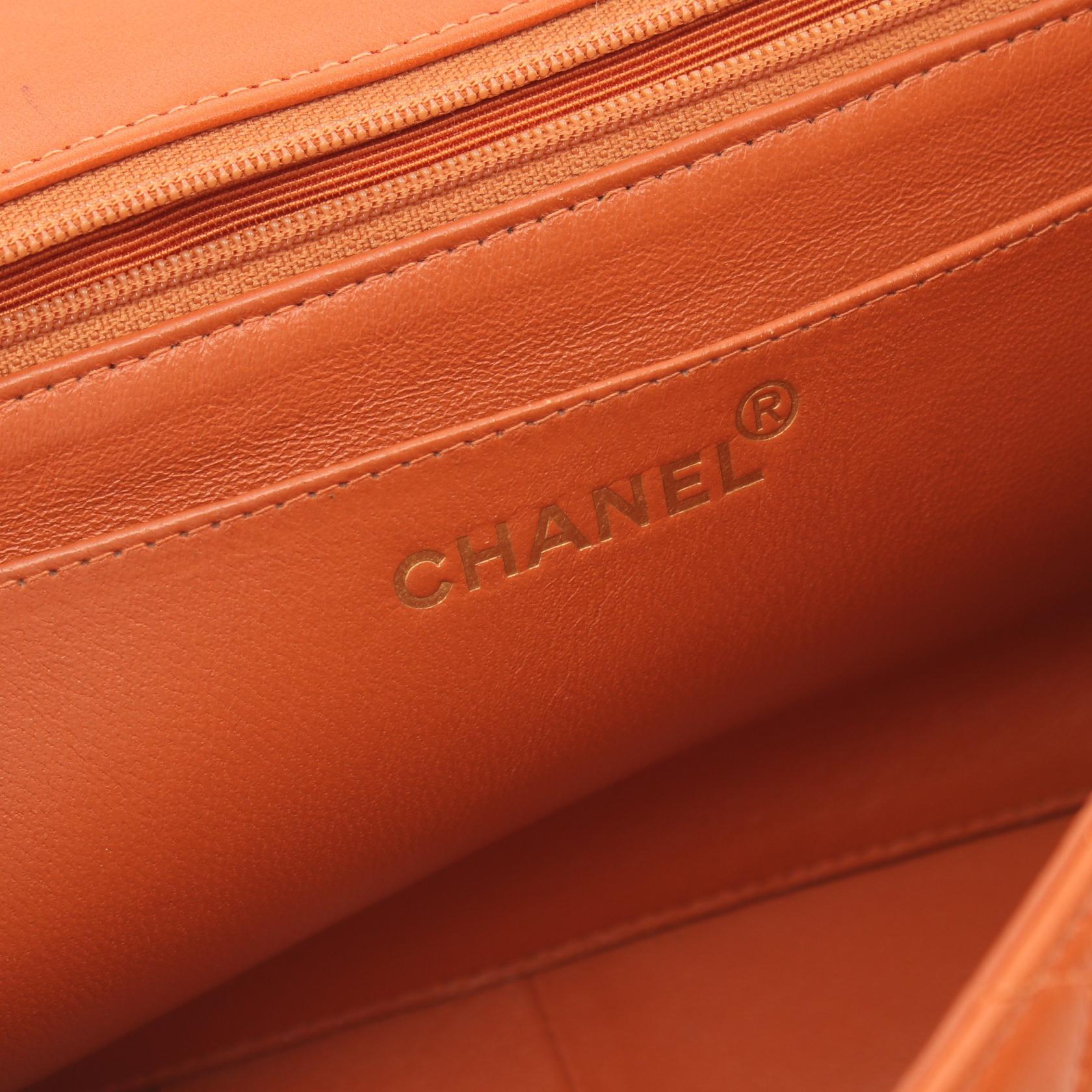 Chanel Matelasse Lambskin Shoulder Bag Orange