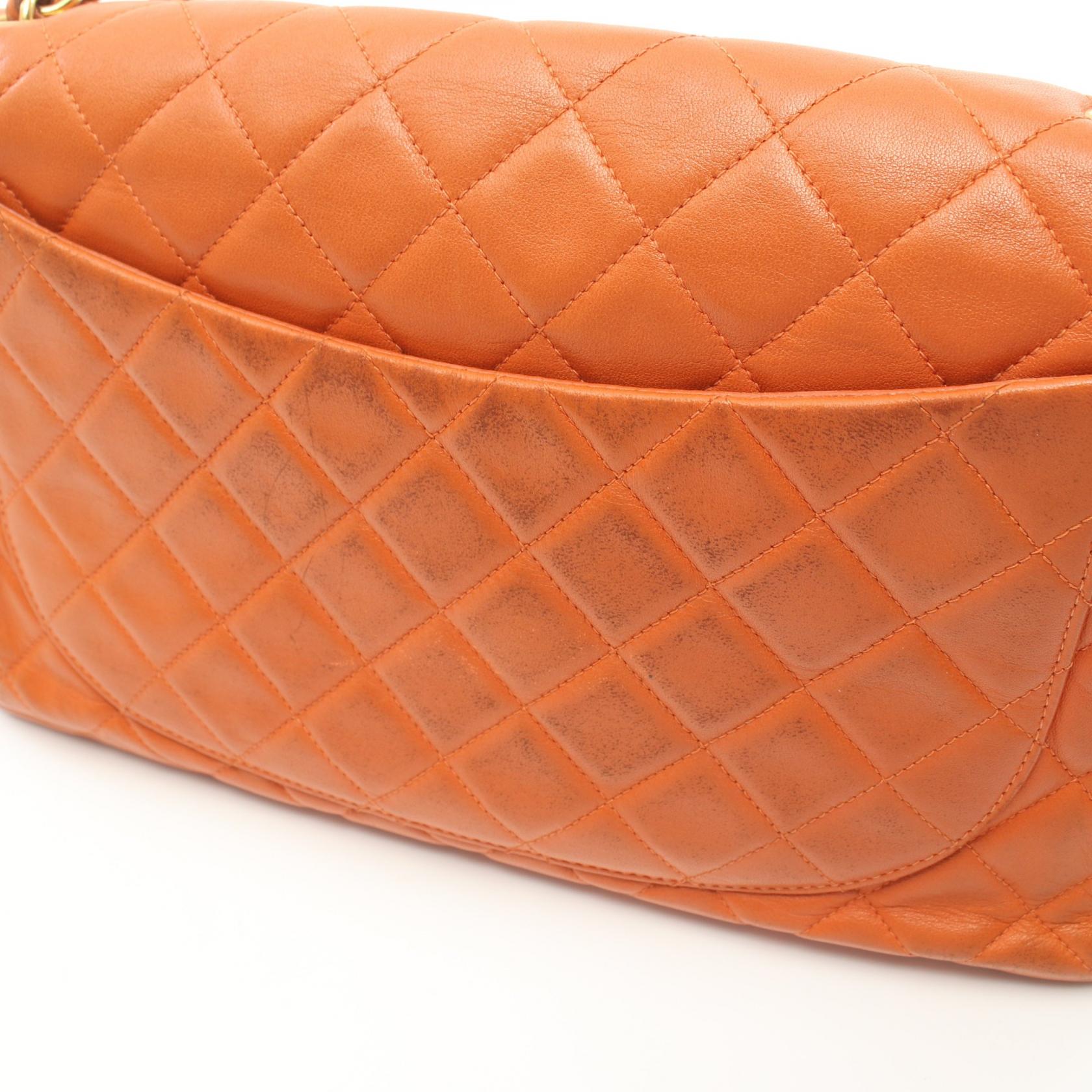 Chanel Matelasse Lambskin Shoulder Bag Orange