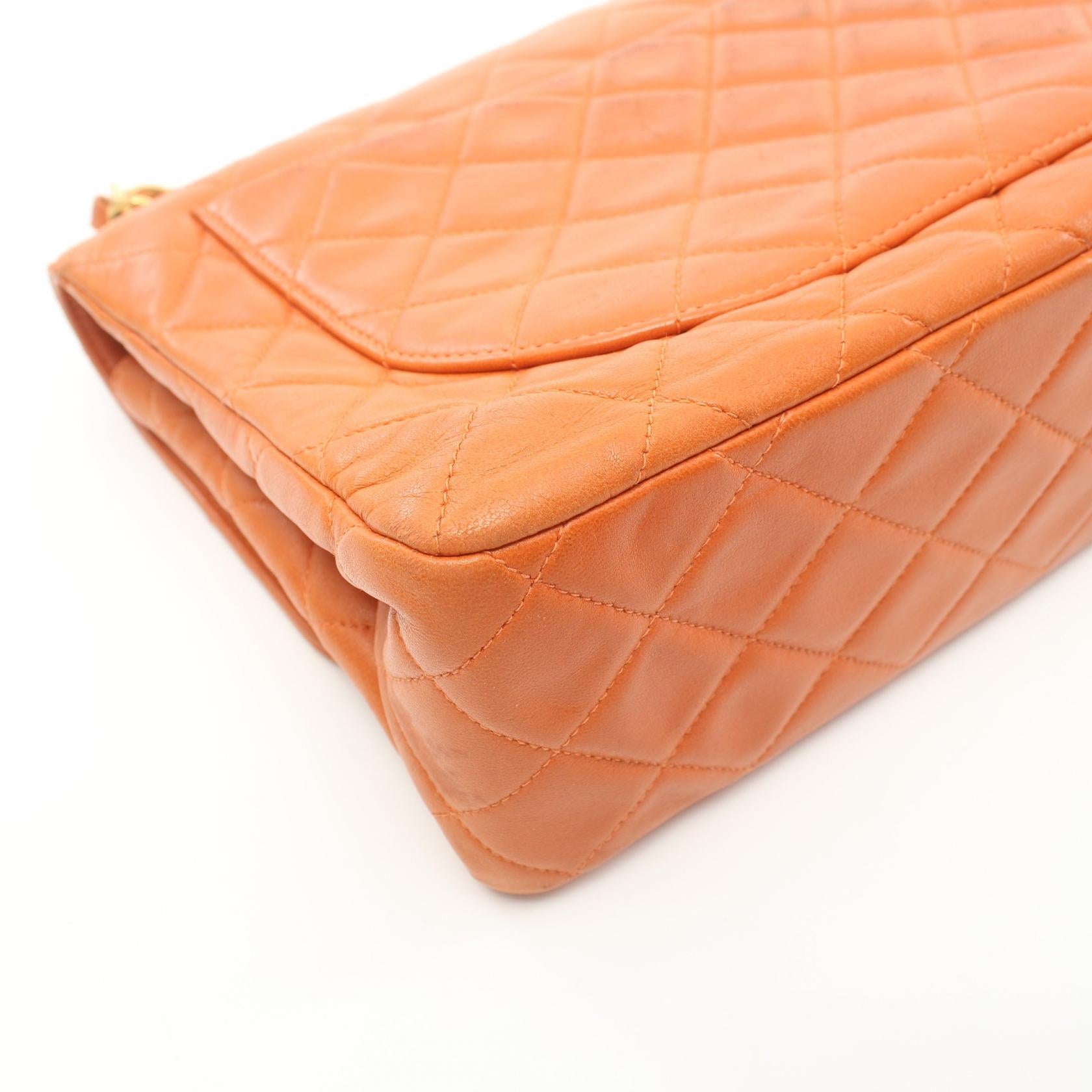 Chanel Matelasse Lambskin Shoulder Bag Orange