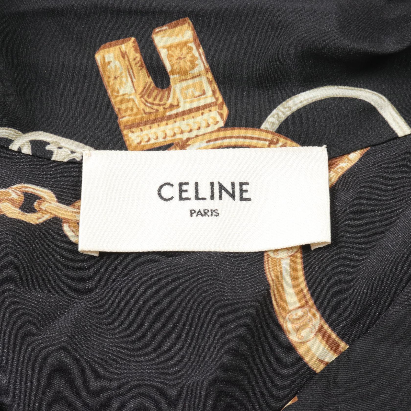 Celine Silk Lavalliere Dress Black Multi