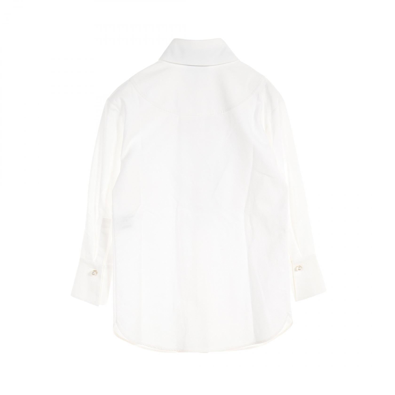 Chanel Pearl Button Cotton Blouse