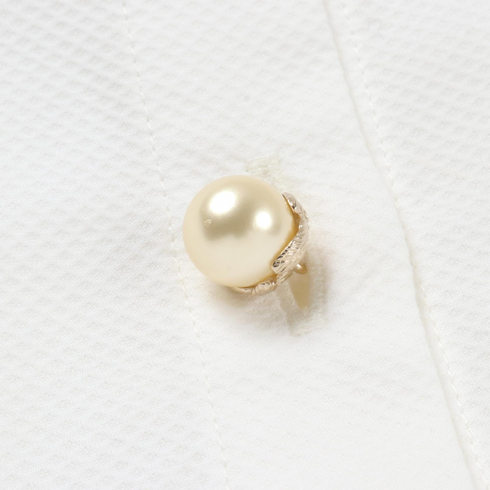 Chanel Pearl Button Cotton Blouse