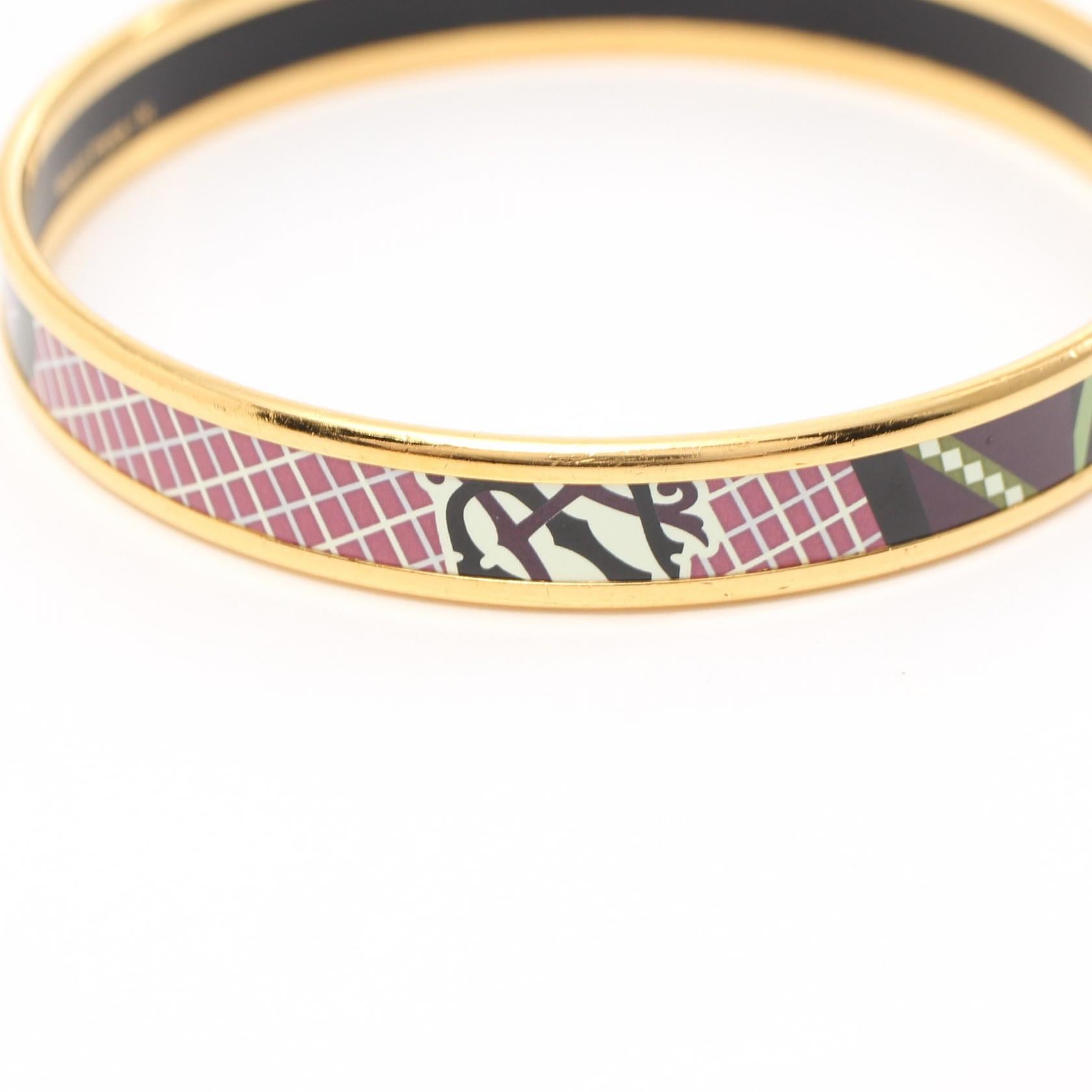 Hermes Enamel Printed Narrow Bangle Enamel Bangle in Great Condition