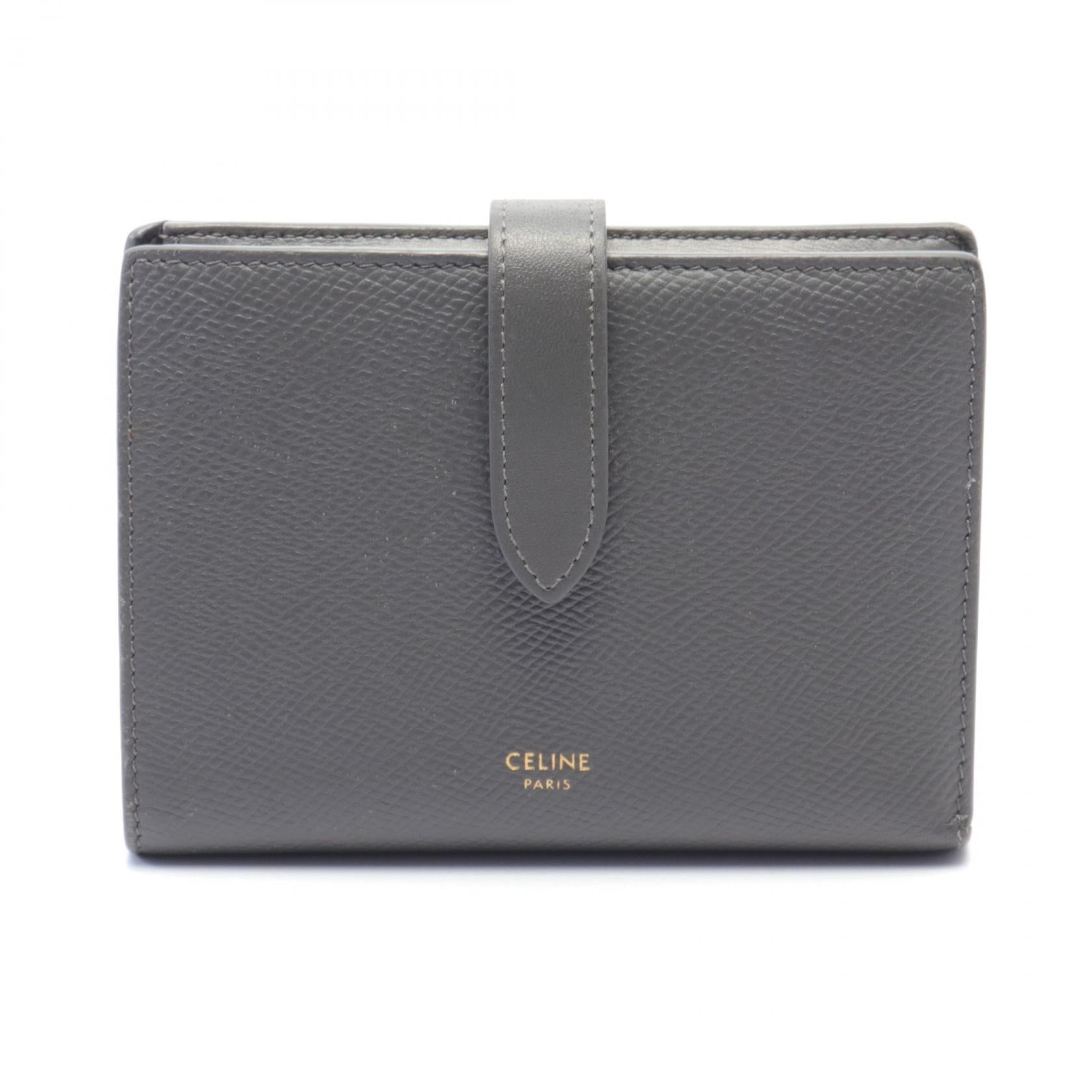 Celine Leather Bifold Wallet Leather Short Wallet 10B643BFP in Very Good Condition