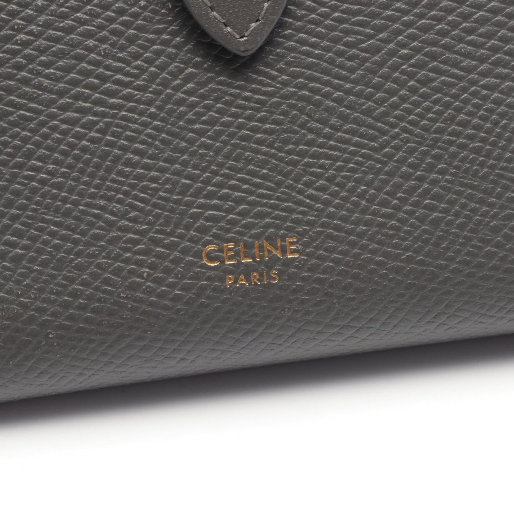 Celine Leather Bifold Wallet Leather Short Wallet 10B643BFP in Very Good Condition