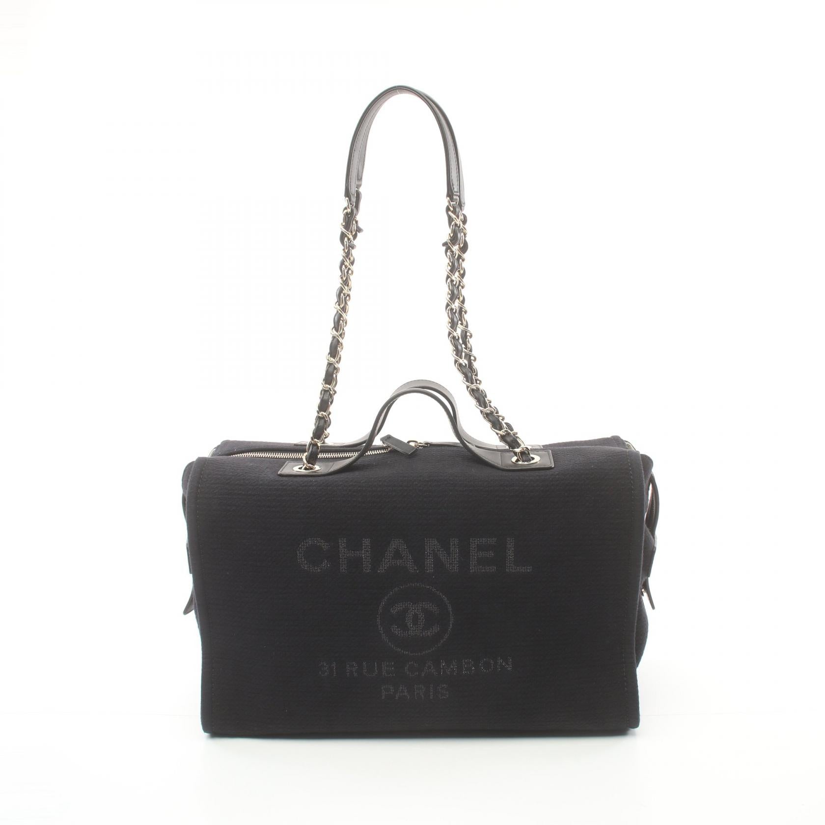 Chanel Deauville Canvas Leather Shoulder Bag AS4166