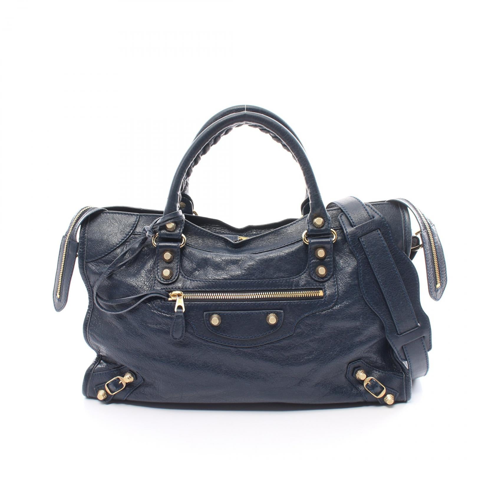 Balenciaga Giant City Leather Handbag Navy