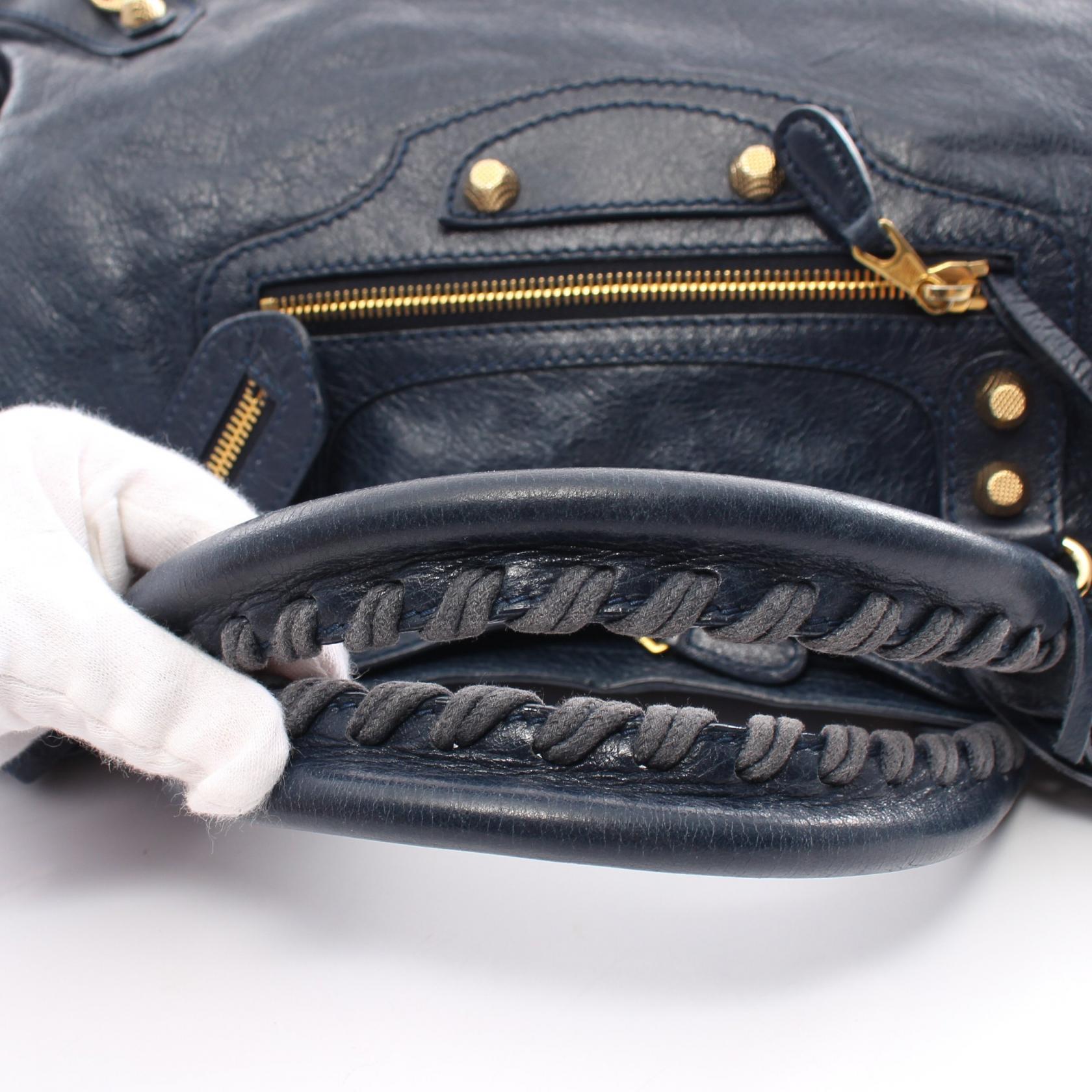 Balenciaga Giant City Leather Handbag Navy