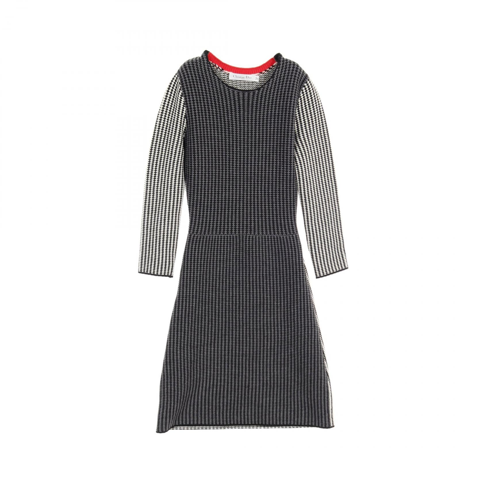 Dior Wool Dress Gray Multicolor