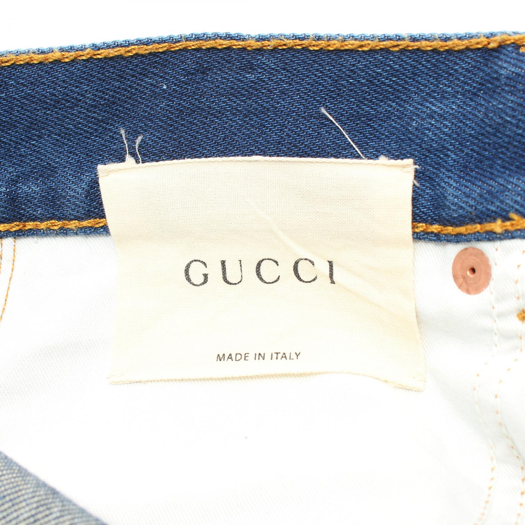 Gucci Embroidered Flower Tiger Jeans