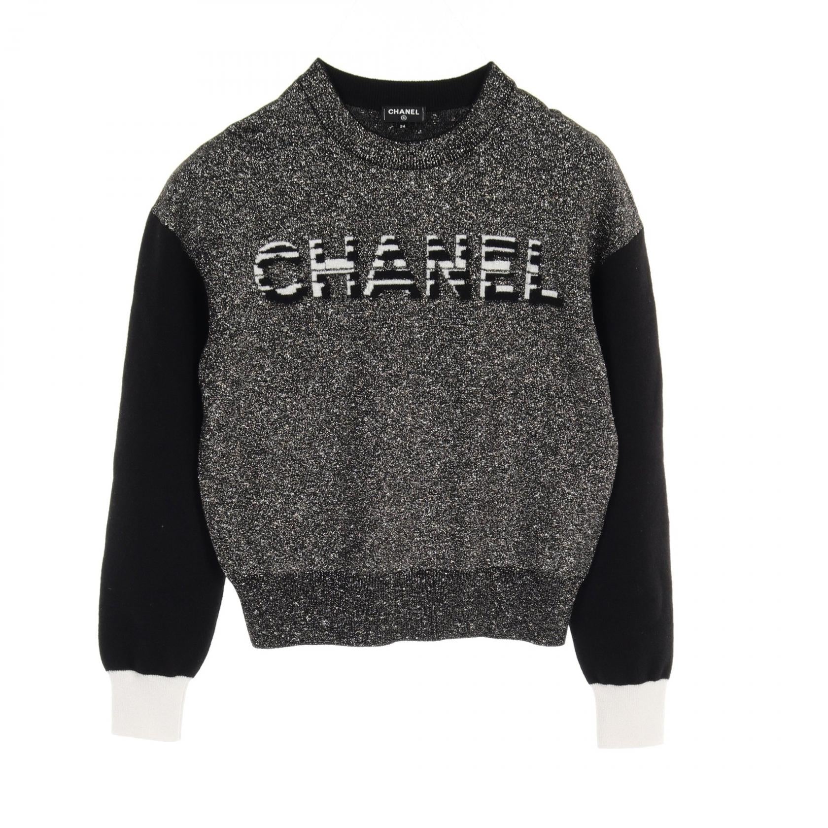 Chanel Logo Knit Cashmere Cotton Silk Top