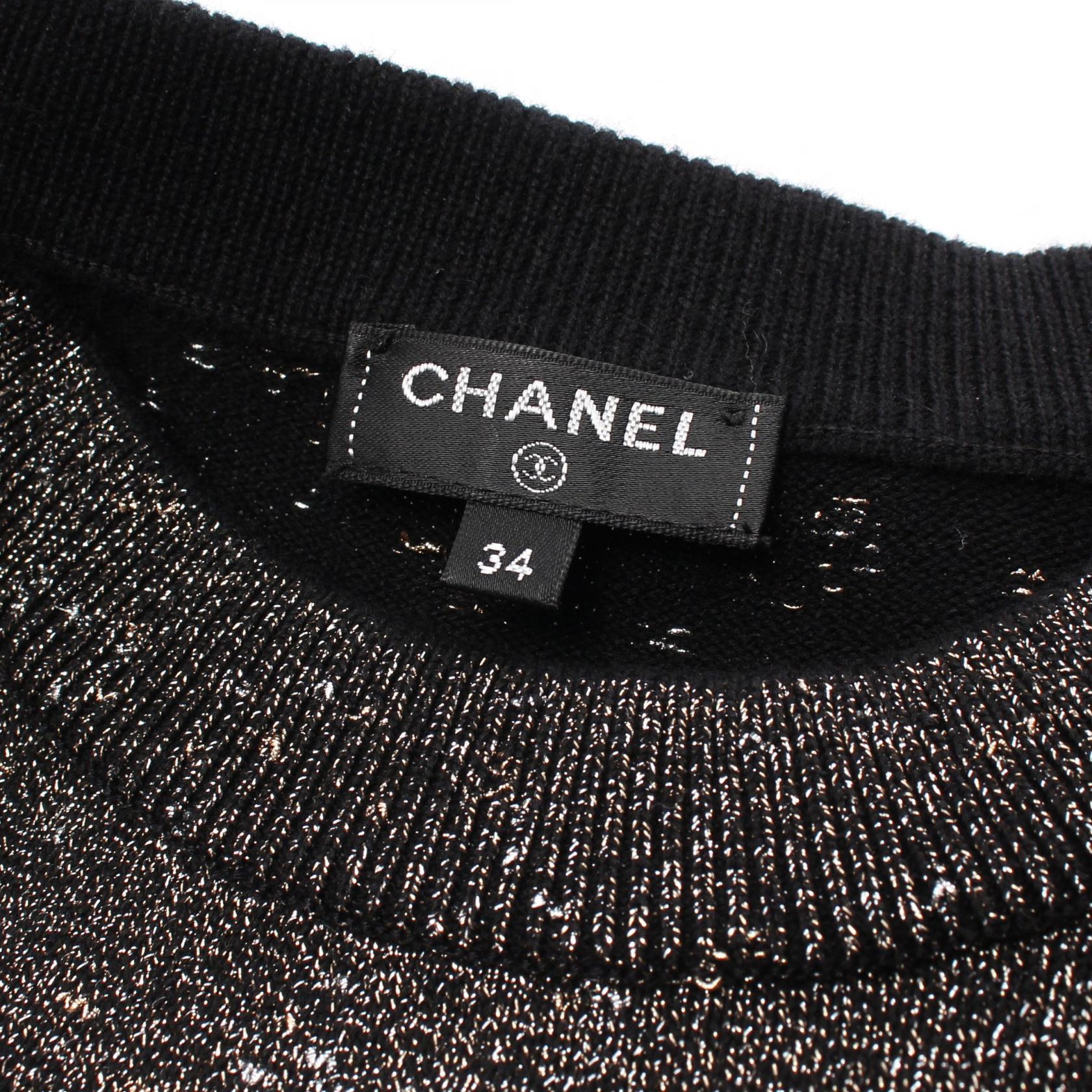 Chanel Logo Knit Cashmere Cotton Silk Top