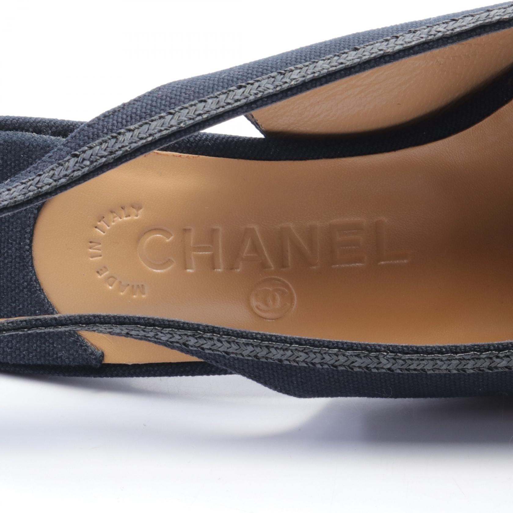 Chanel Camellia Coco Mark Canvas Raffia Mules