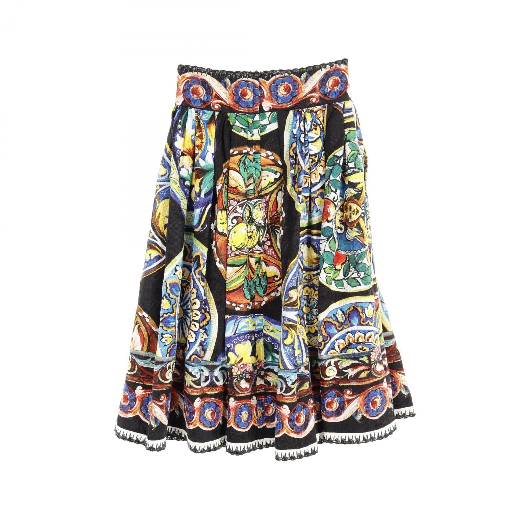 Dolce & Gabbana Silk Skirt Black Multi