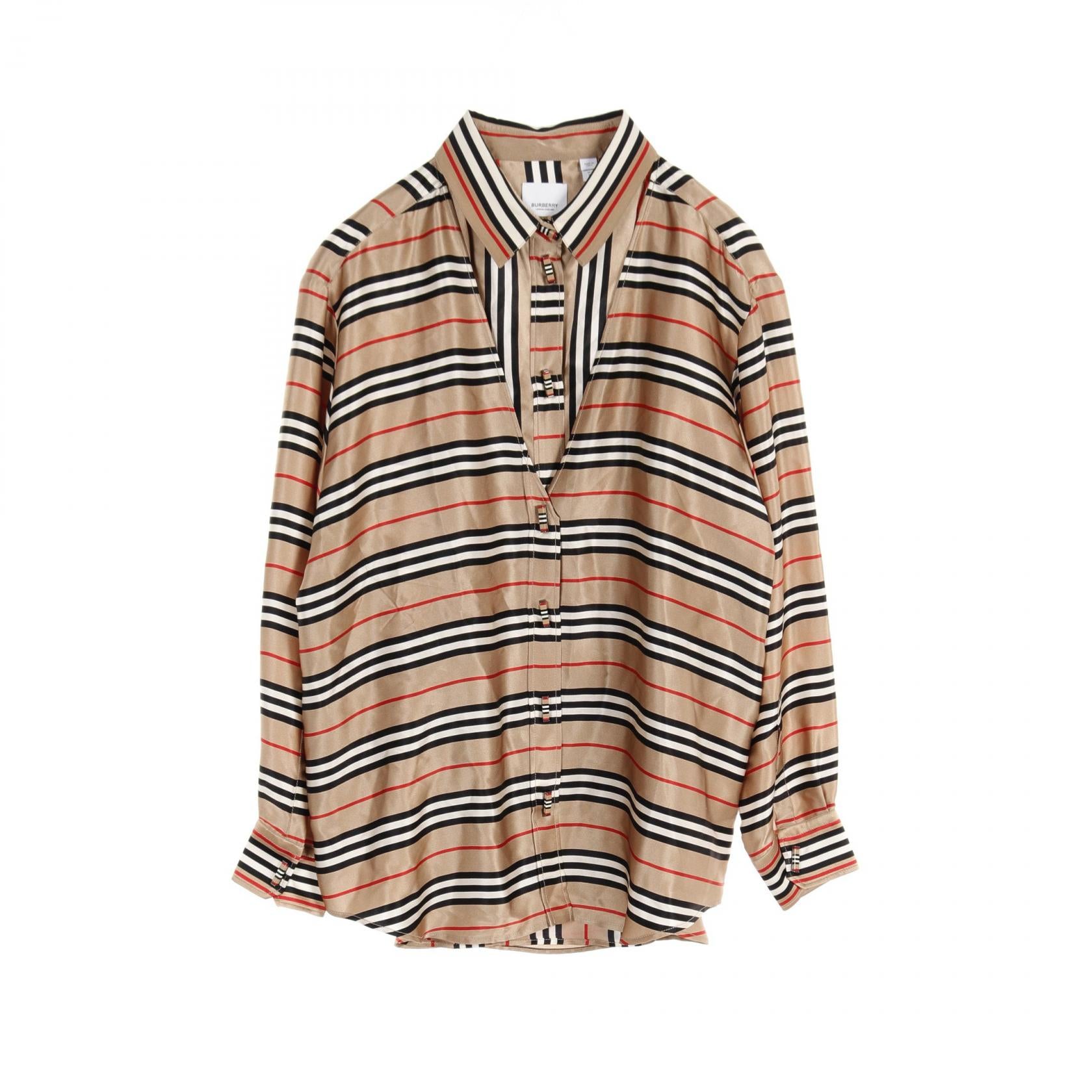 Burberry Silk Blouse Beige Multicolor