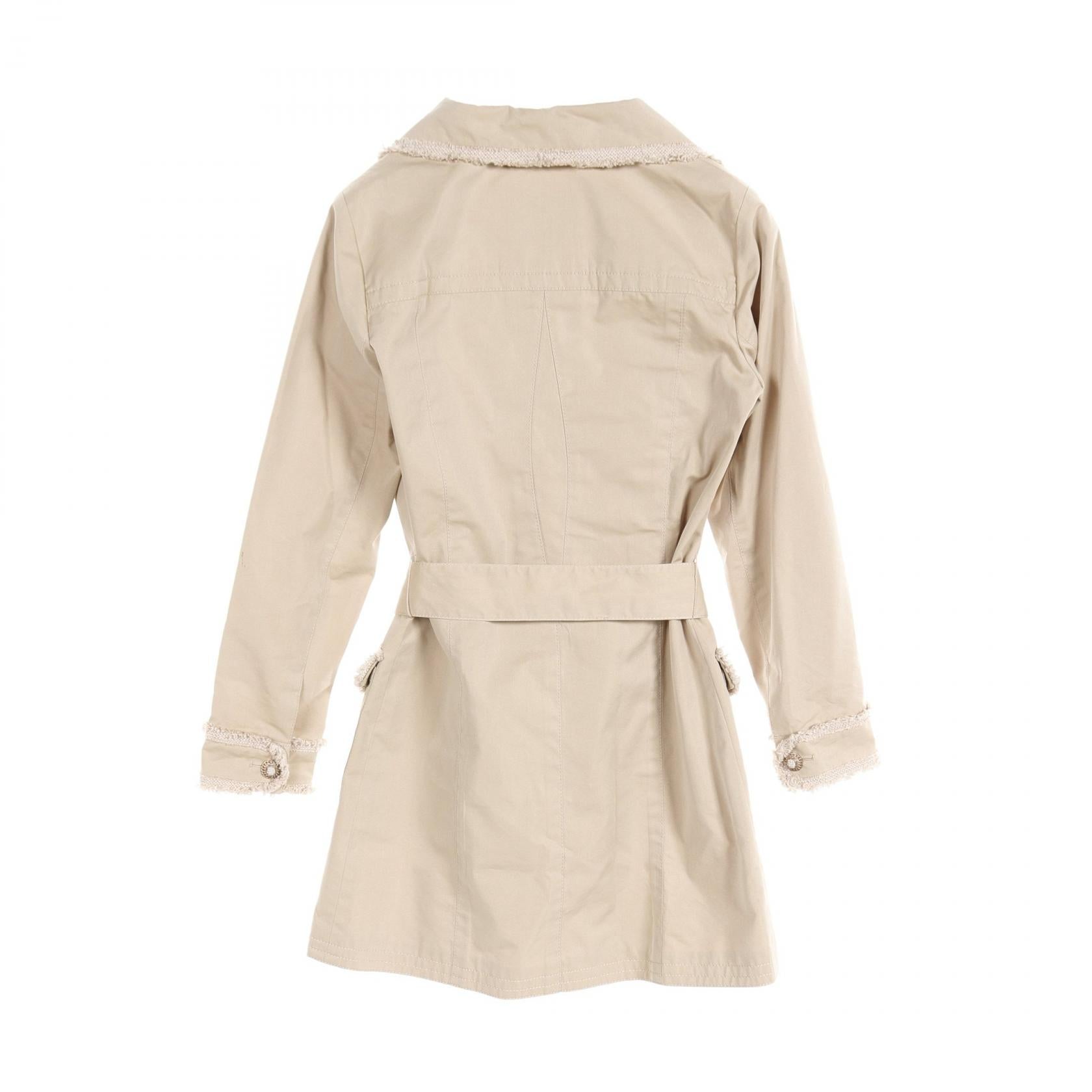 Chanel Silk Cotton Trench Coat Beige