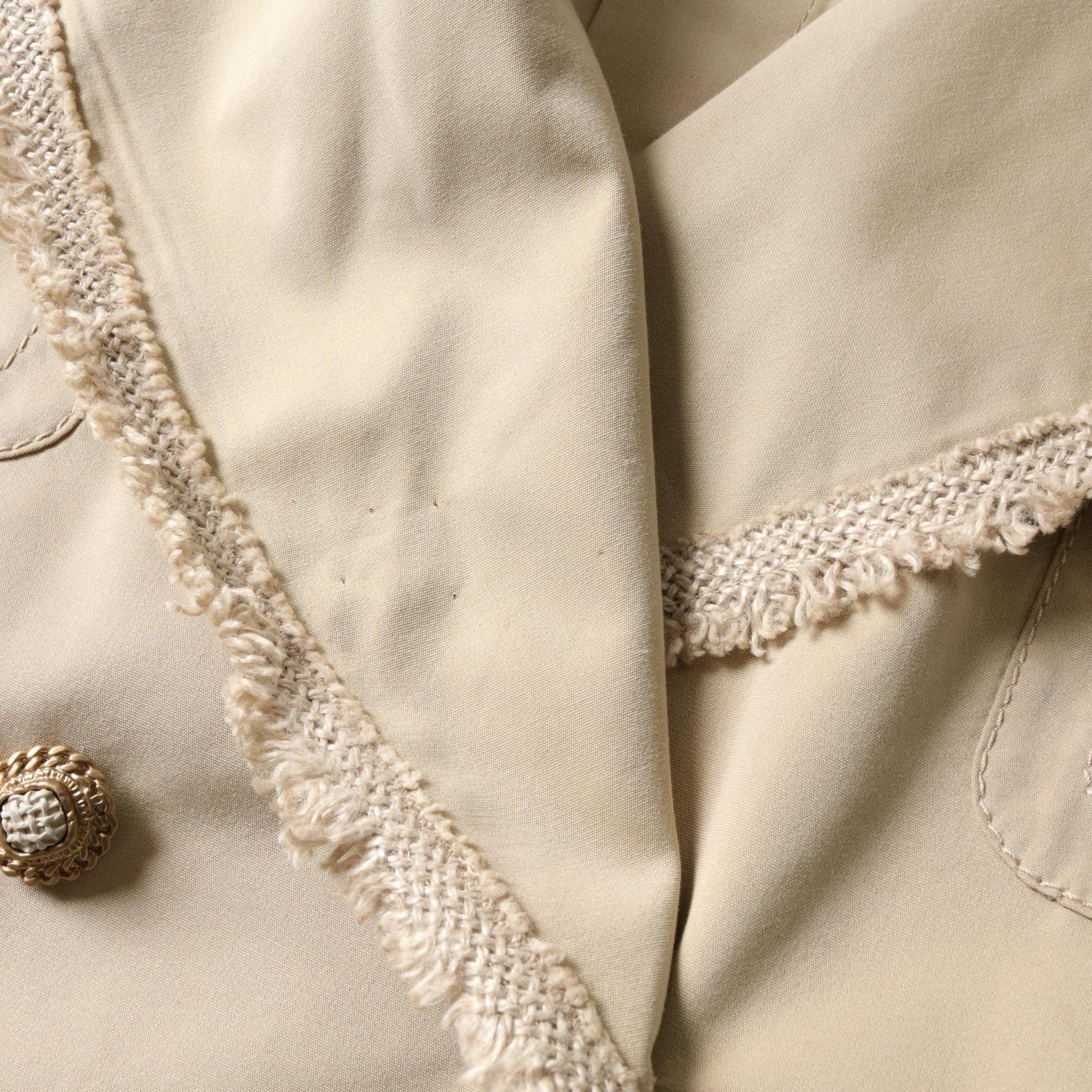 Chanel Silk Cotton Trench Coat Beige